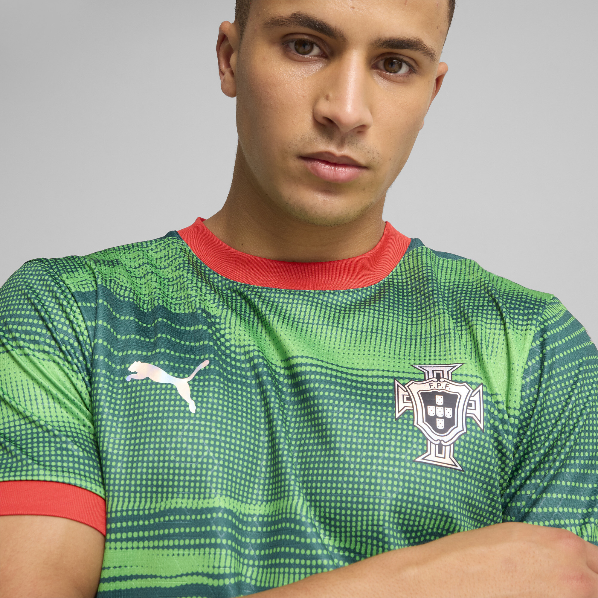 PUMA Portugal Esportsshirt voor Heren, Groen, Maat L thumbnail 7