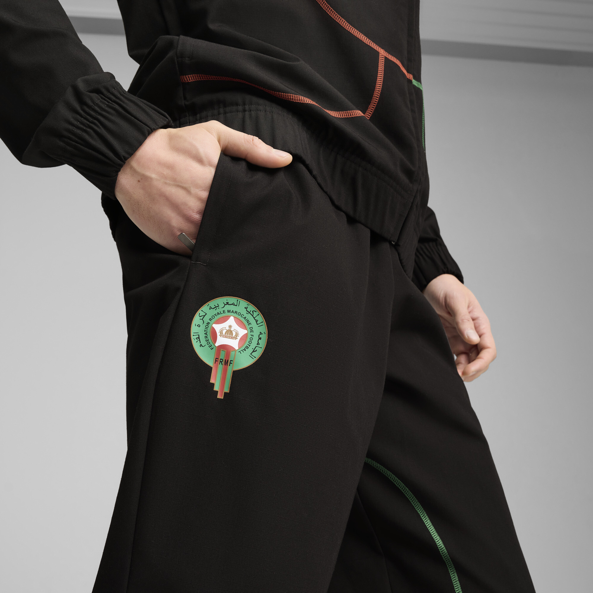 PUMA Marokko ftblStatement trainingsbroek voor Heren, Groen/Zwart/Rood, Maat 3XL thumbnail 2