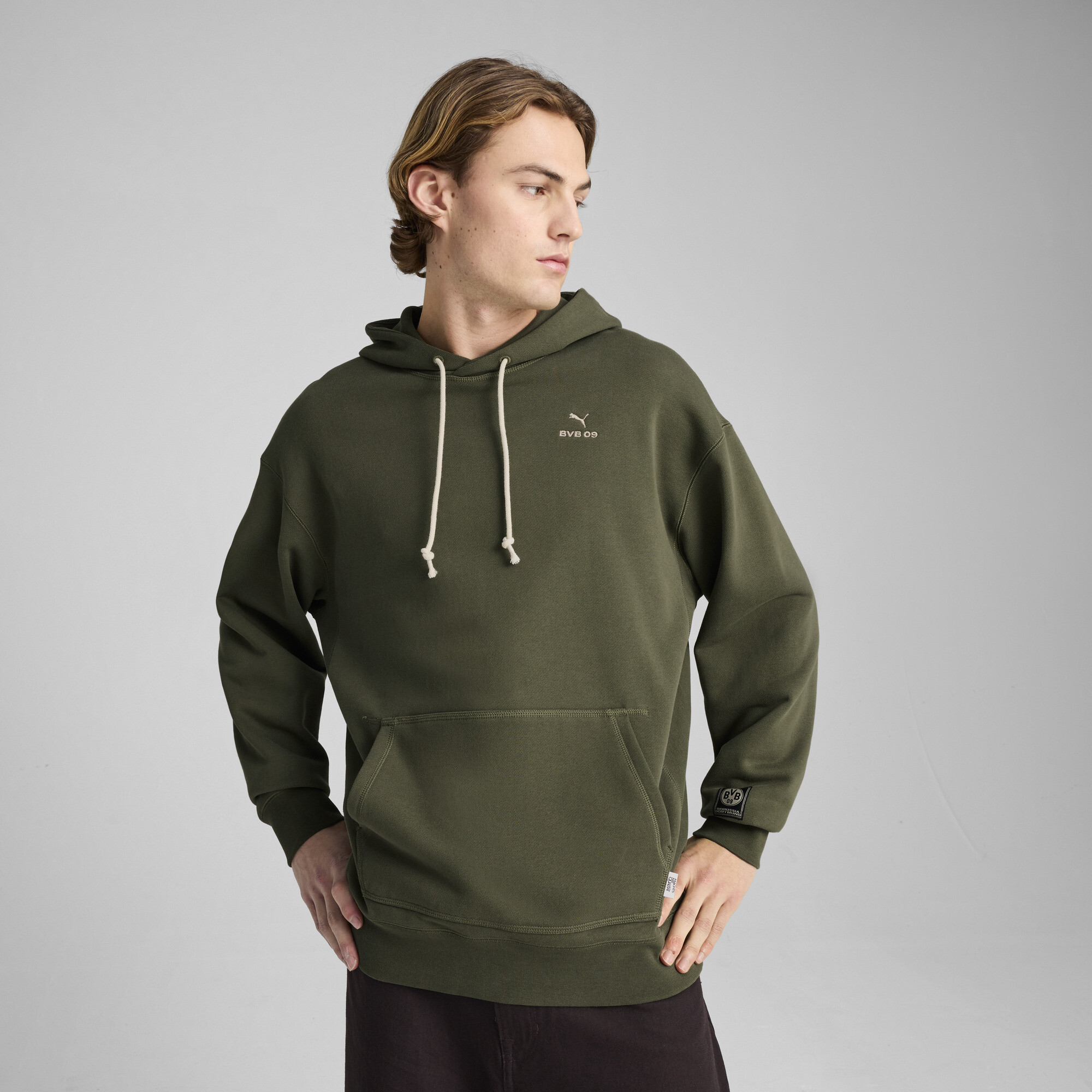 Puma Borussia Dortmund MMQ Hoodie Herren | Mit Plain | Green Moss | Größe: XS