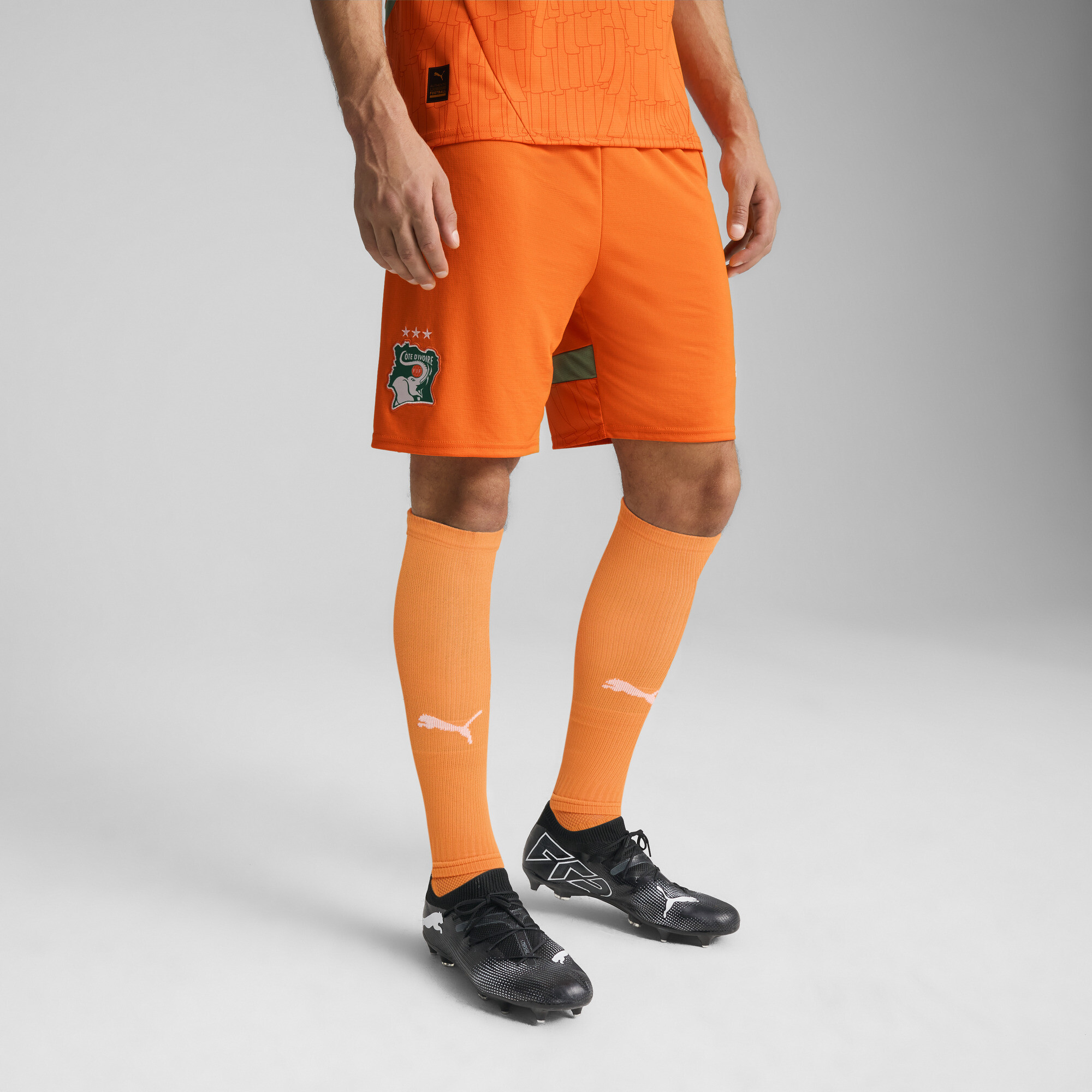 Puma Elfenbeinküste 2025 Shorts Herren | Mit Color Blocking | Rickie Orange/Jade Frost | Größe: XL