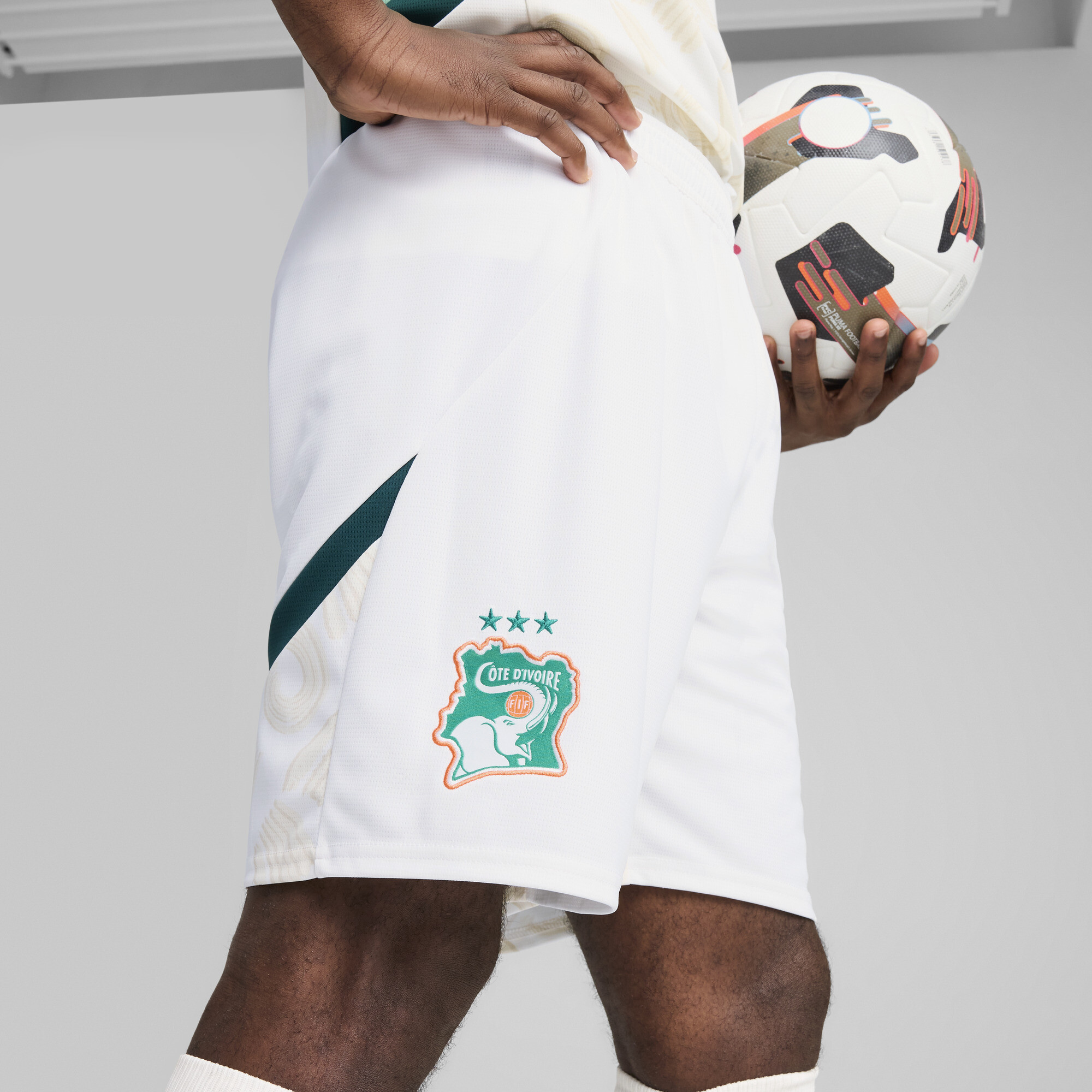 Men's Puma Ivory Coast 2025 Shorts, White, Size XL, Clothing