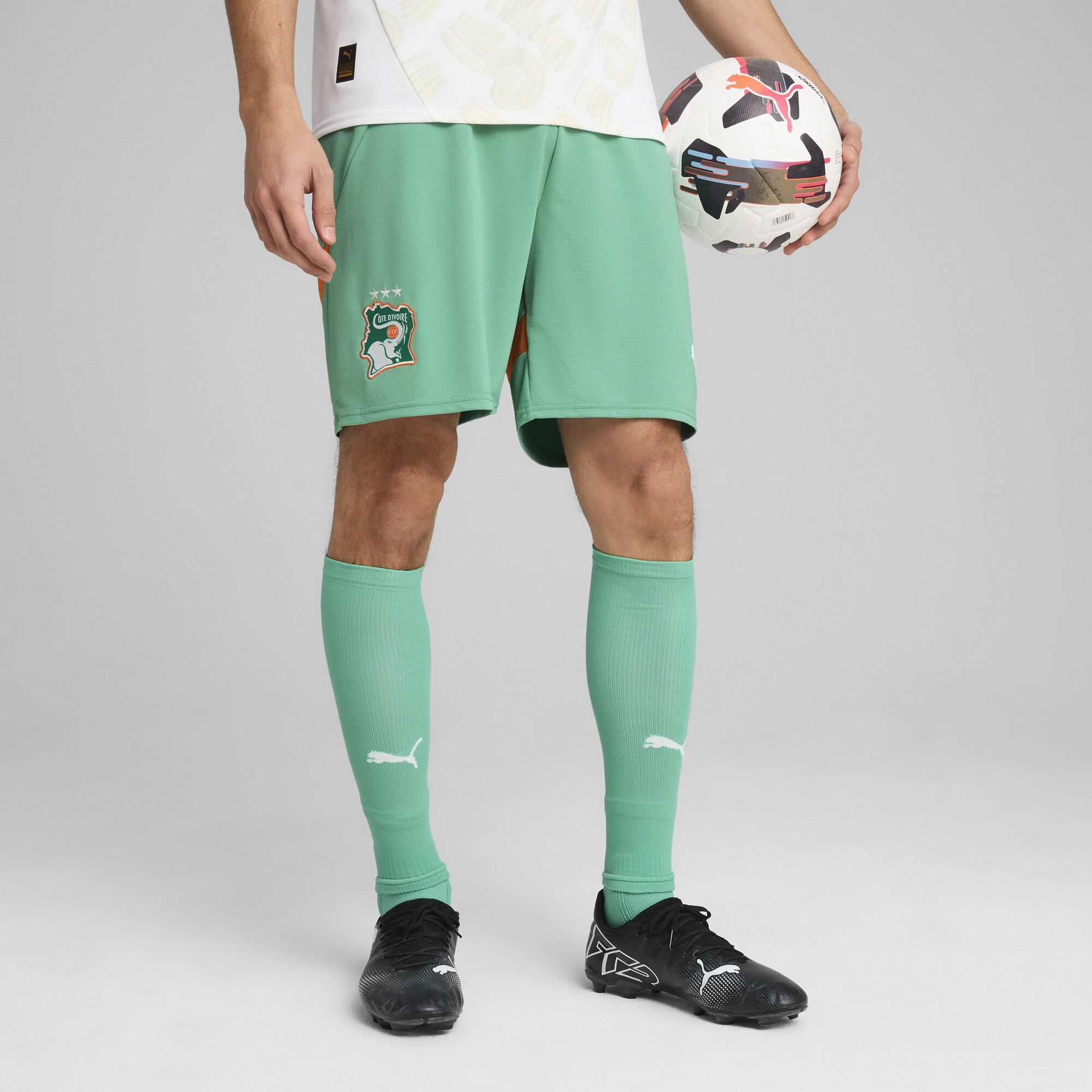 Puma Elfenbeinküste 2025 Shorts Herren | Mit Color Blocking | Jade Frost/White | Größe: 3XL