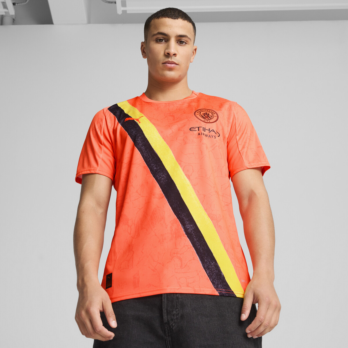 KIDSUPER x MANCHESTER CITY Jersey Men in Neon Sun/Black by PUMA, Small