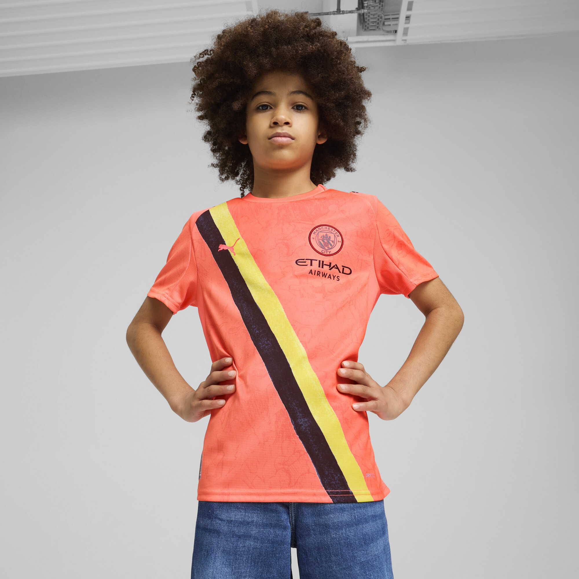 Puma KIDSUPER x MANCHESTER CITY Trikot Teenager Für Für Kinder | Mit Print | Neon Sun/Black | Größe: 13-14Y