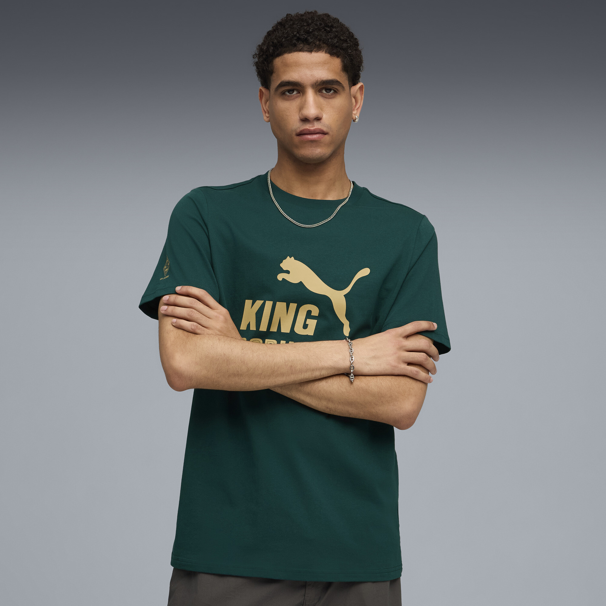 PUMA Borussia MÃ¶nchengladbach KING Logo T-shirt voor Heren, Goud, Maat L thumbnail 4