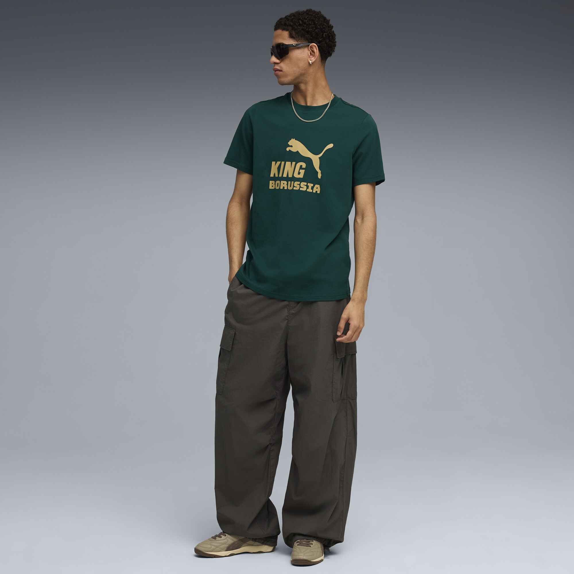 PUMA Borussia MÃ¶nchengladbach KING Logo T-shirt voor Heren, Goud, Maat L thumbnail 2