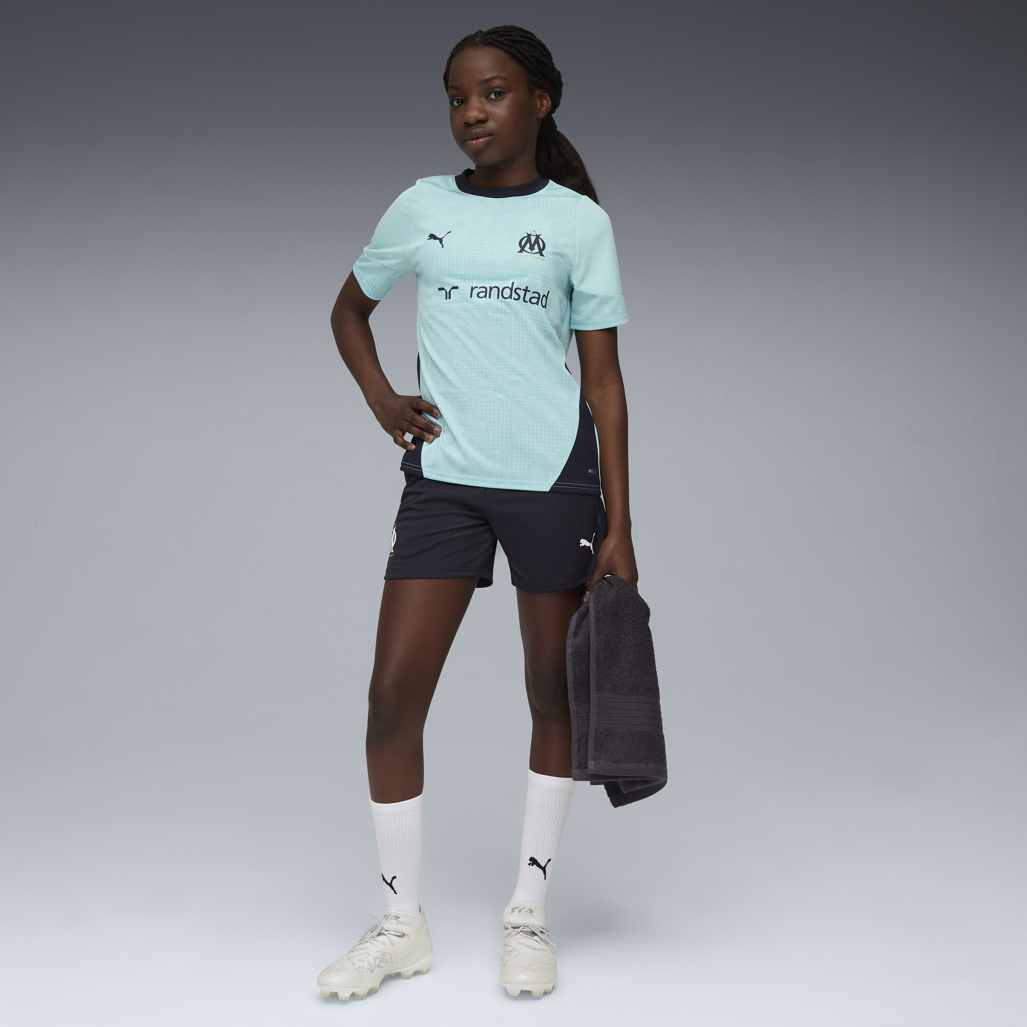 PUMA Olympique de Marseille trainingsshirt, Blauw, Maat 11-12Y thumbnail 5