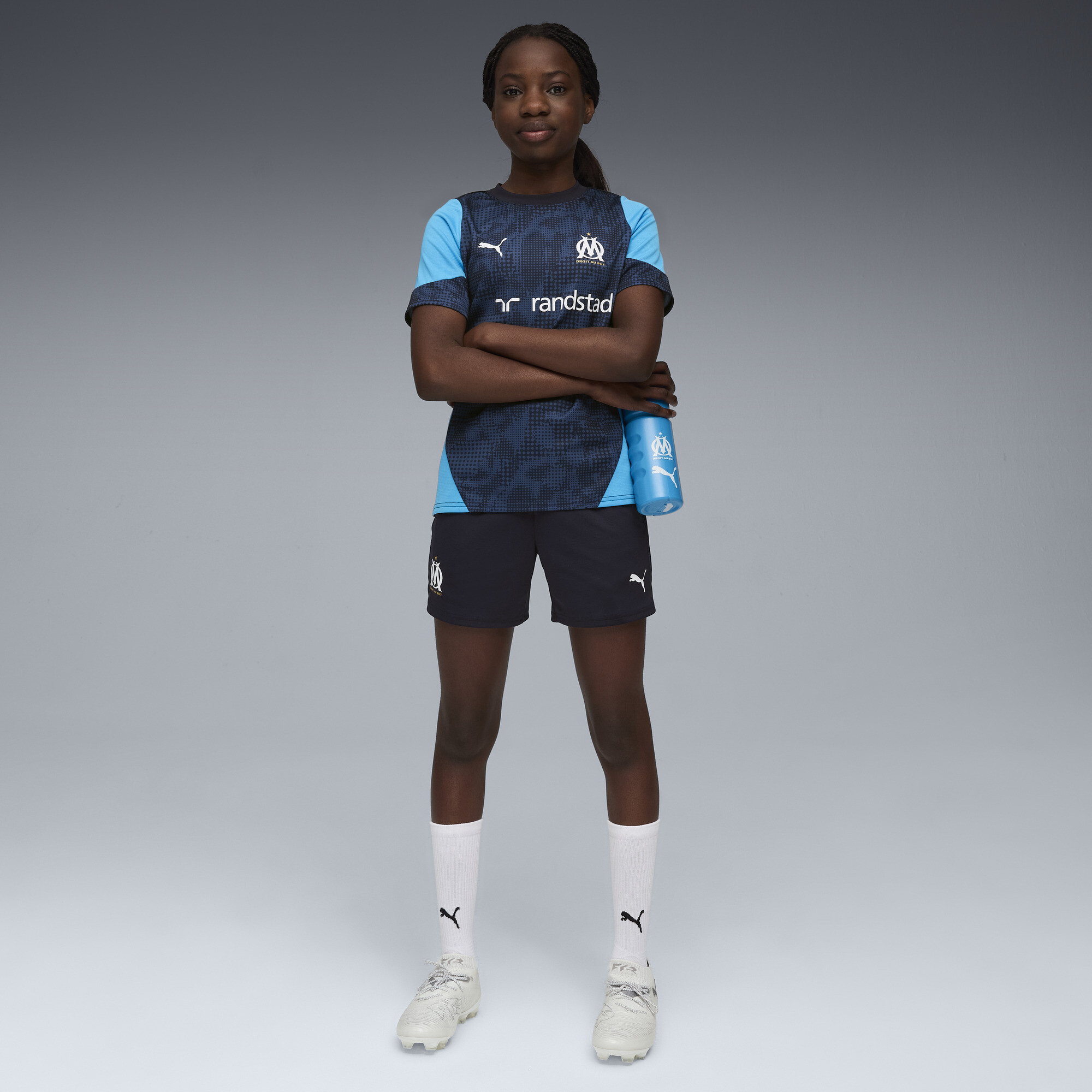 PUMA Olympique de Marseille trainingsshirt, Blauw, Maat 5-6Y thumbnail 5