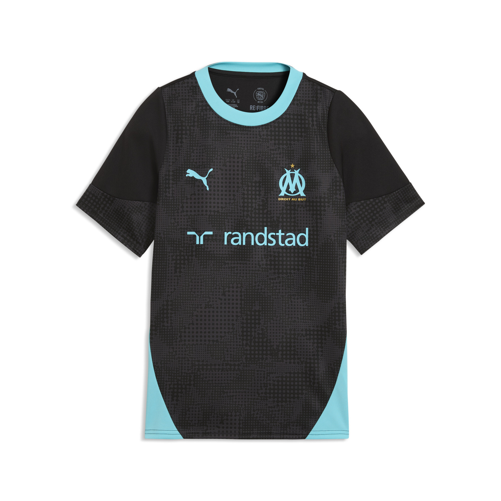 PUMA Olympique de Marseille trainingsshirt, Zwart, Maat 5-6Y thumbnail 3