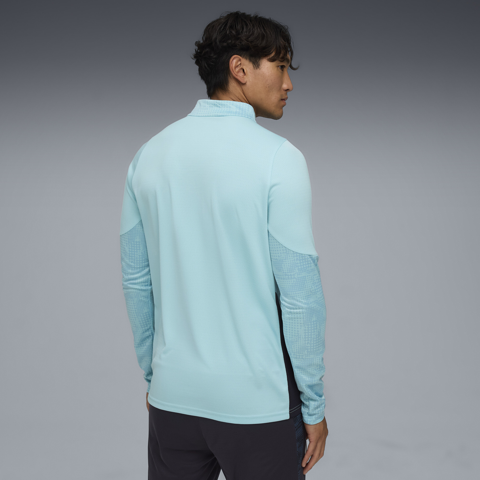 PUMA Olympique de Marseille trainingstop met kwartrits voor Heren, Blauw, Maat S thumbnail 3