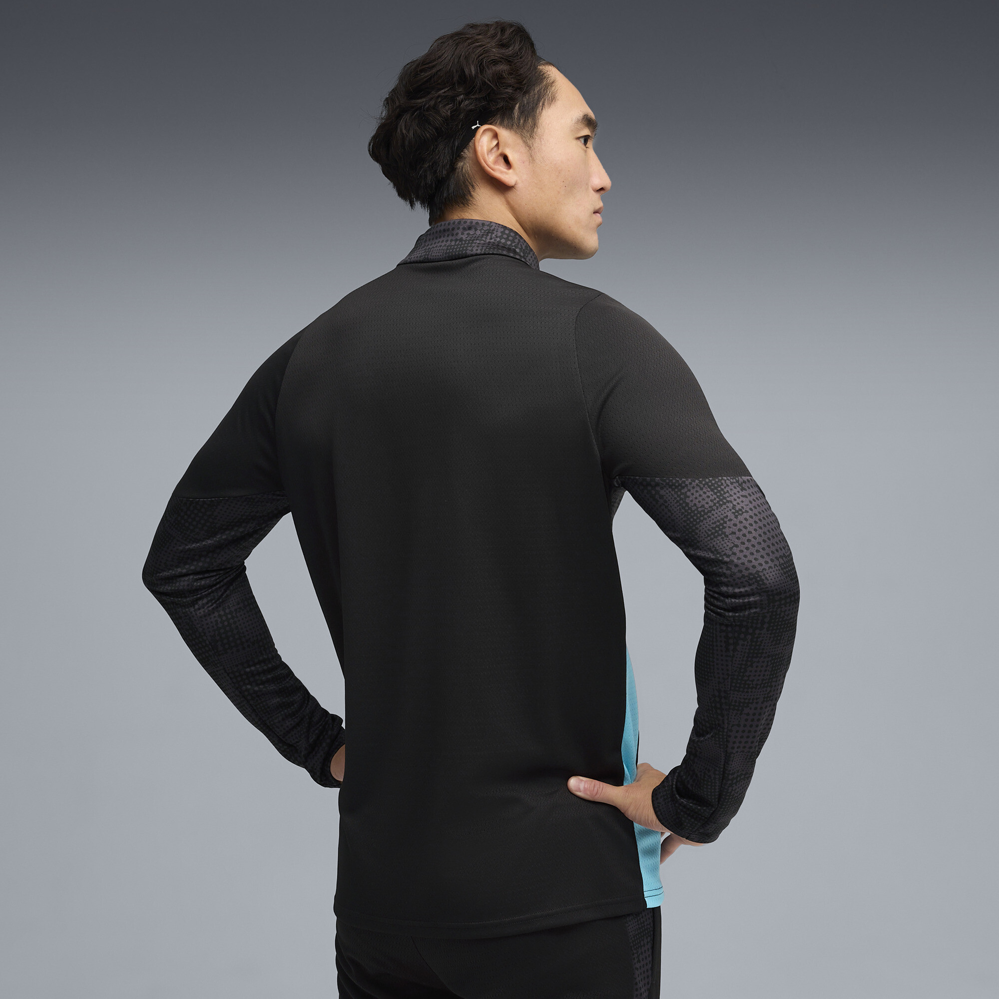 PUMA Olympique de Marseille trainingstop met kwartrits voor Heren, Zwart, Maat S thumbnail 3