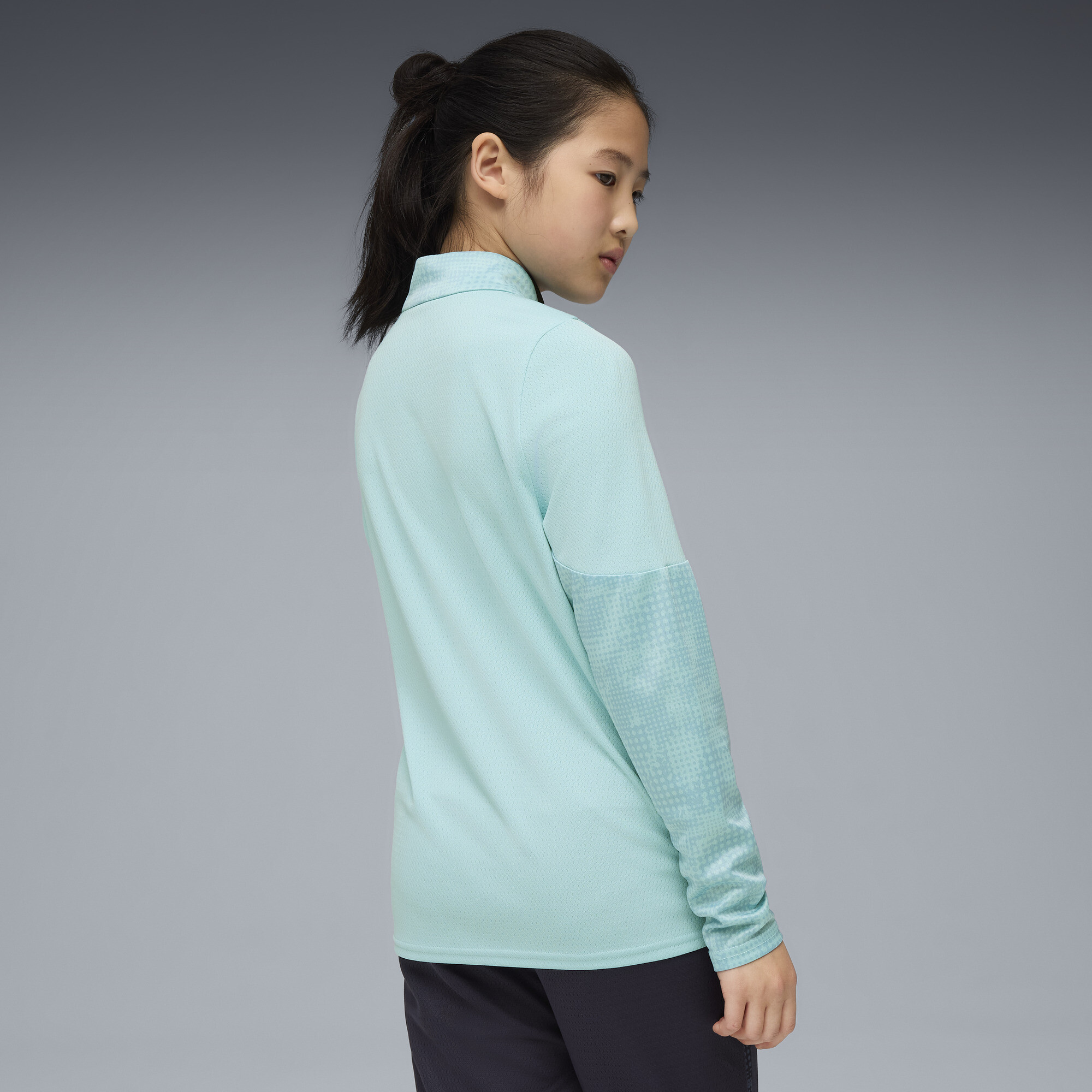 PUMA Olympique de Marseille trainingstop met kwartrits, Blauw, Maat 9-10Y thumbnail 4