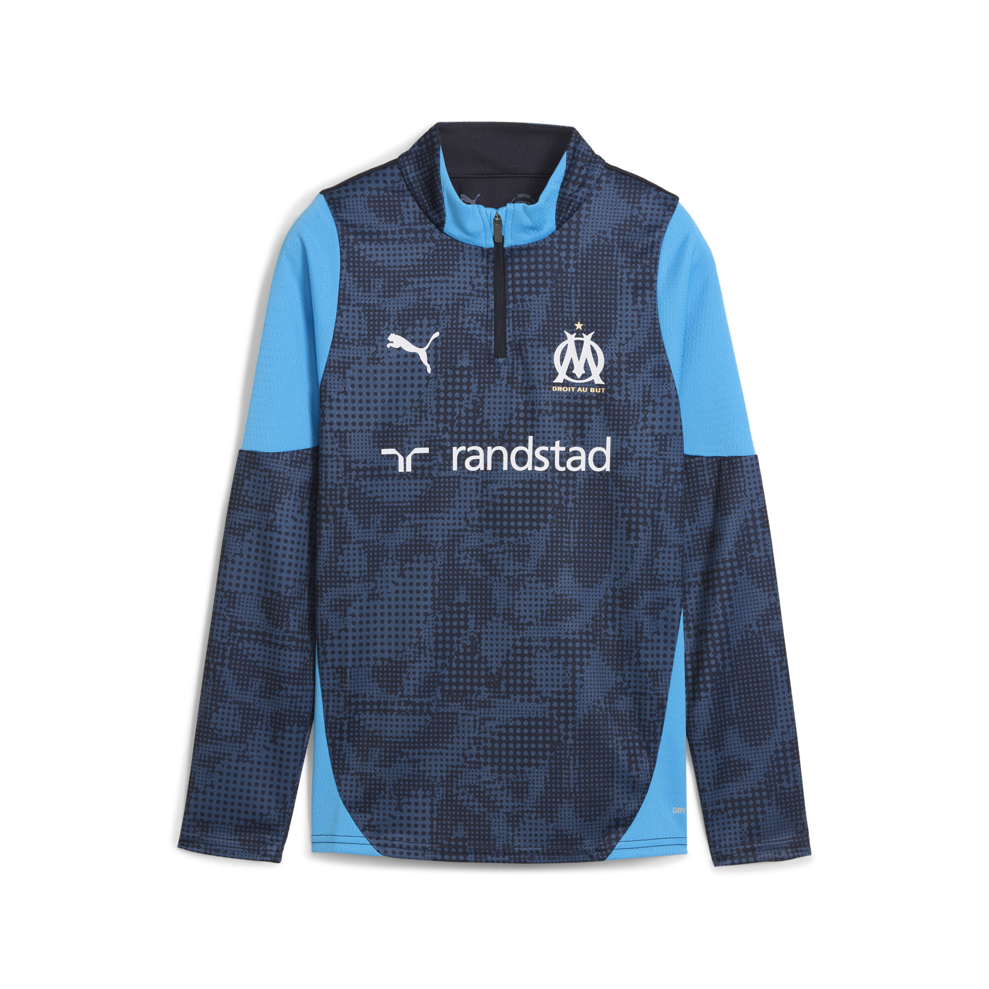 PUMA Olympique de Marseille trainingstop met kwartrits, Blauw, Maat 15-16Y thumbnail 3