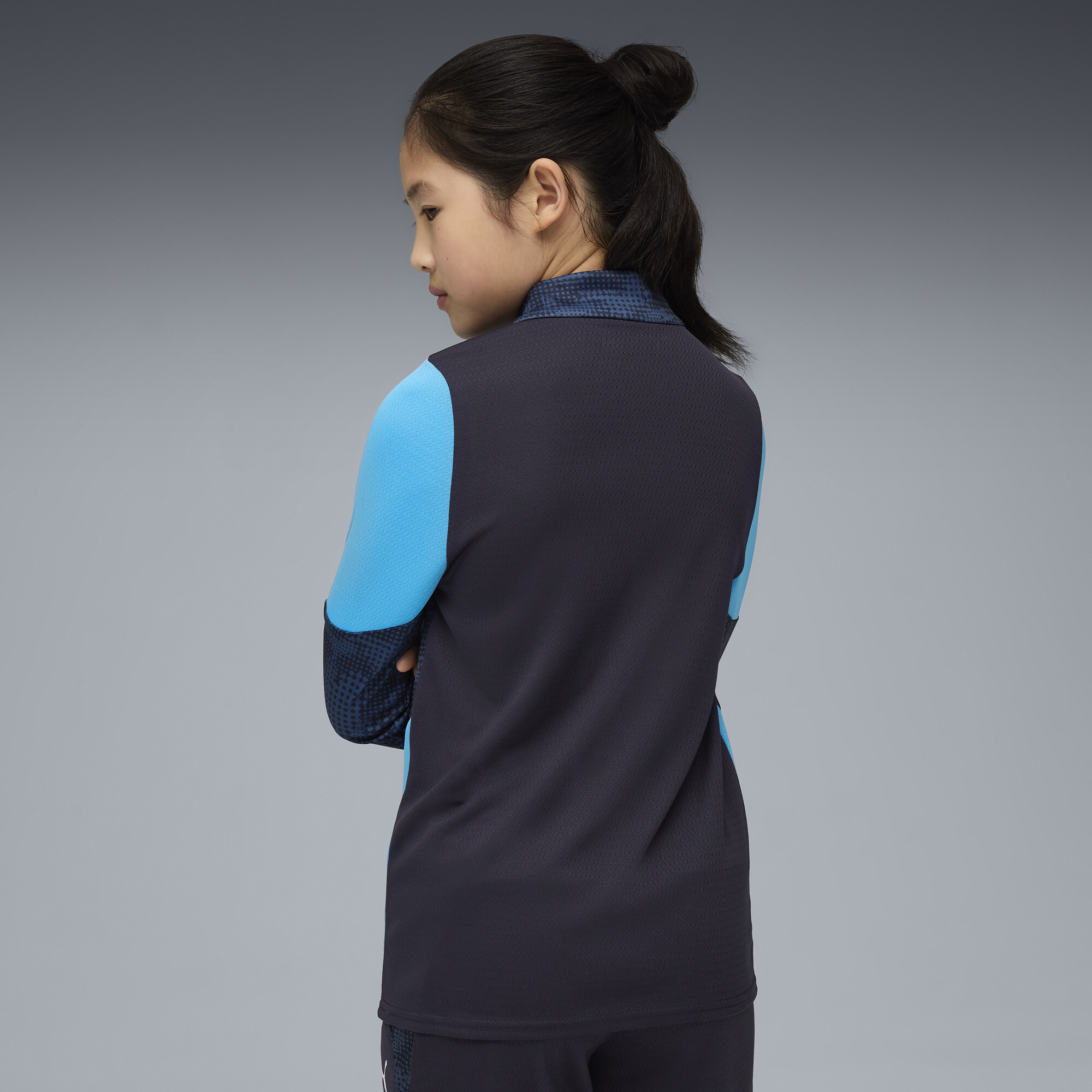 PUMA Olympique de Marseille trainingstop met kwartrits, Blauw, Maat 15-16Y thumbnail 4