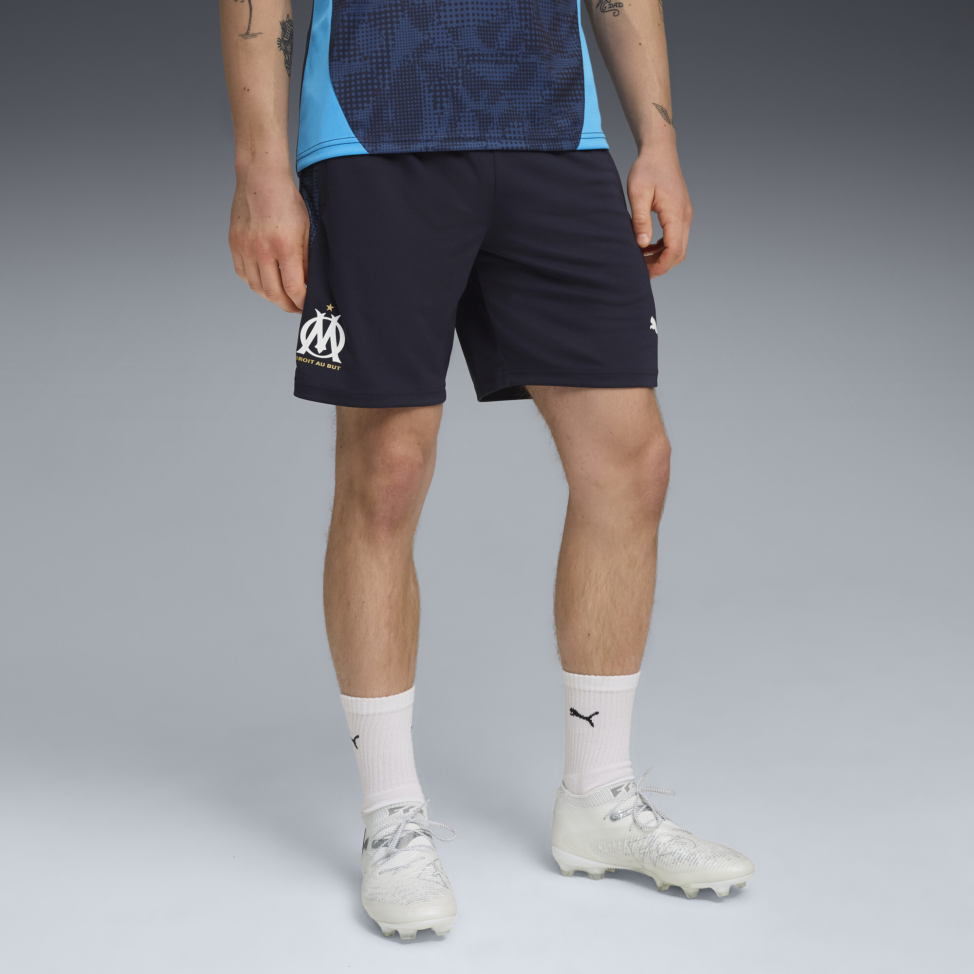 PUMA Olympique de Marseille trainingsshort voor Heren, Blauw/Wit, Maat XXL thumbnail 4