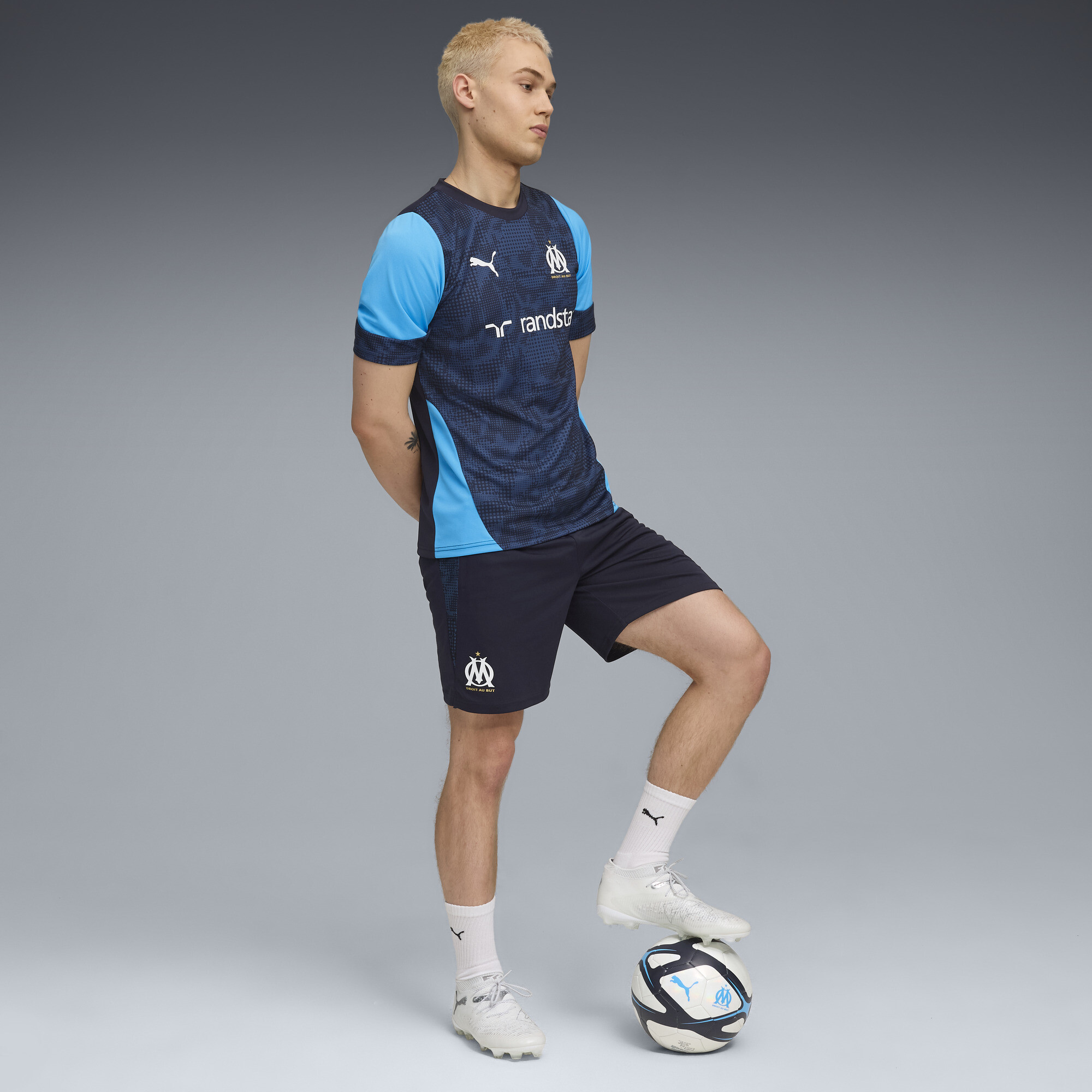 PUMA Olympique de Marseille trainingsshort voor Heren, Blauw/Wit, Maat XXL thumbnail 2