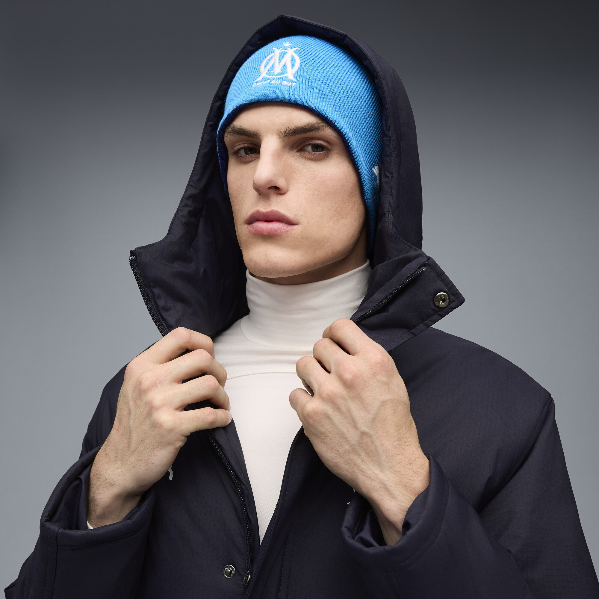 PUMA Olympique de Marseille wintertrainingsjack voor Heren, Blauw/Wit, Maat 3XL thumbnail 4