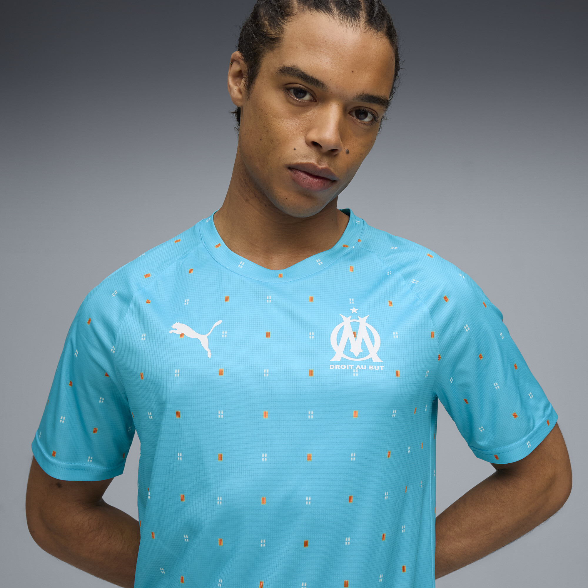 PUMA Olympique de Marseille prematch-shirt voor Heren, Blauw/Wit, Maat M thumbnail 5