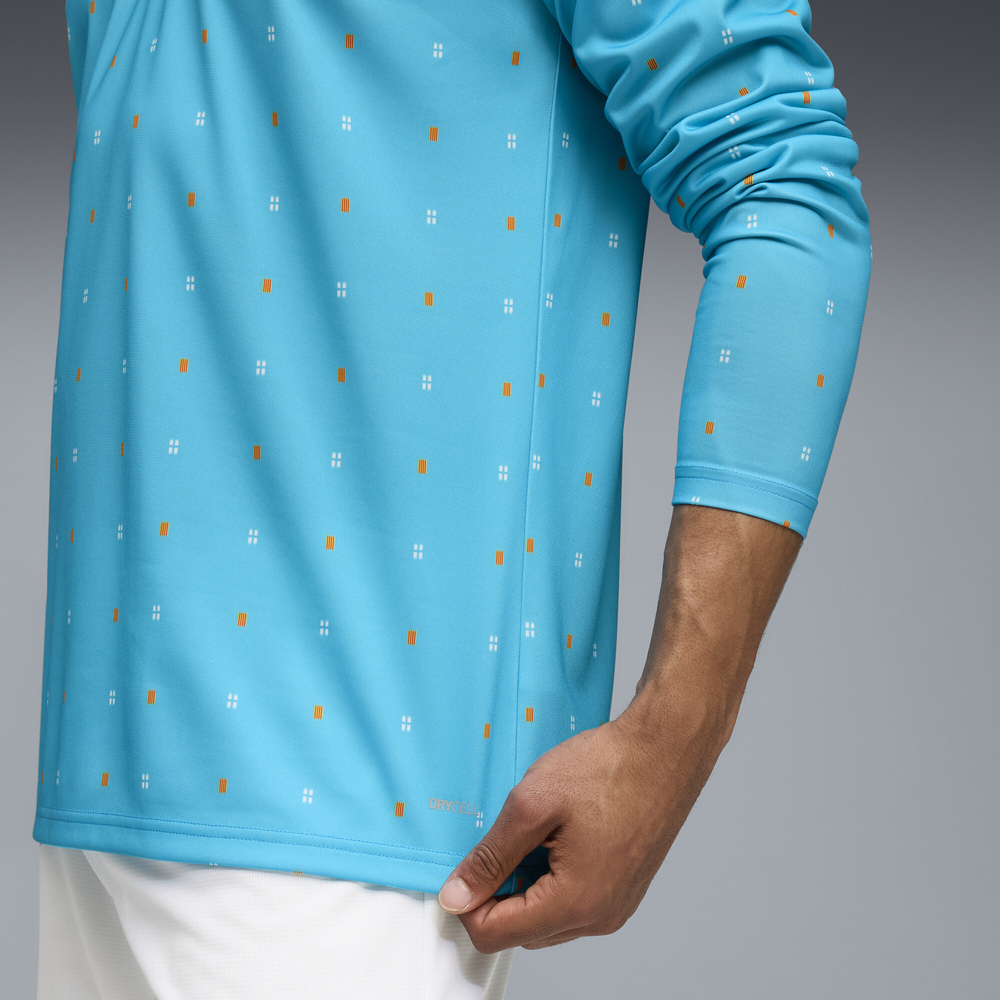 PUMA Olympique de Marseille pre-match top met kwartrits voor Heren, Blauw/Wit, Maat XL thumbnail 2