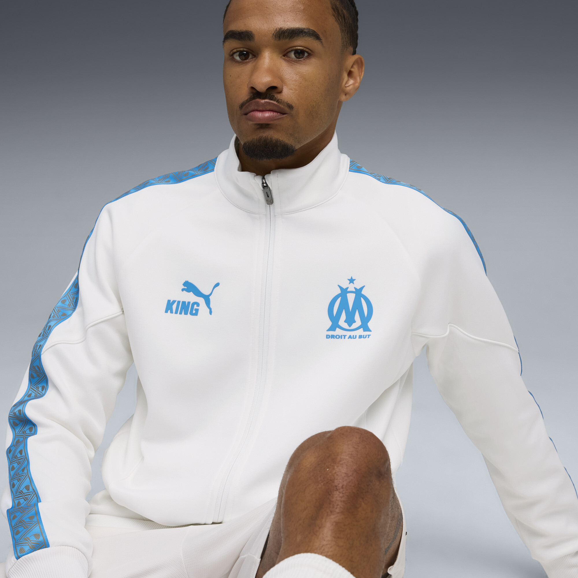 PUMA Olympique de Marseille KING Anthem jack voor Heren, Blauw/Wit, Maat XS thumbnail 7