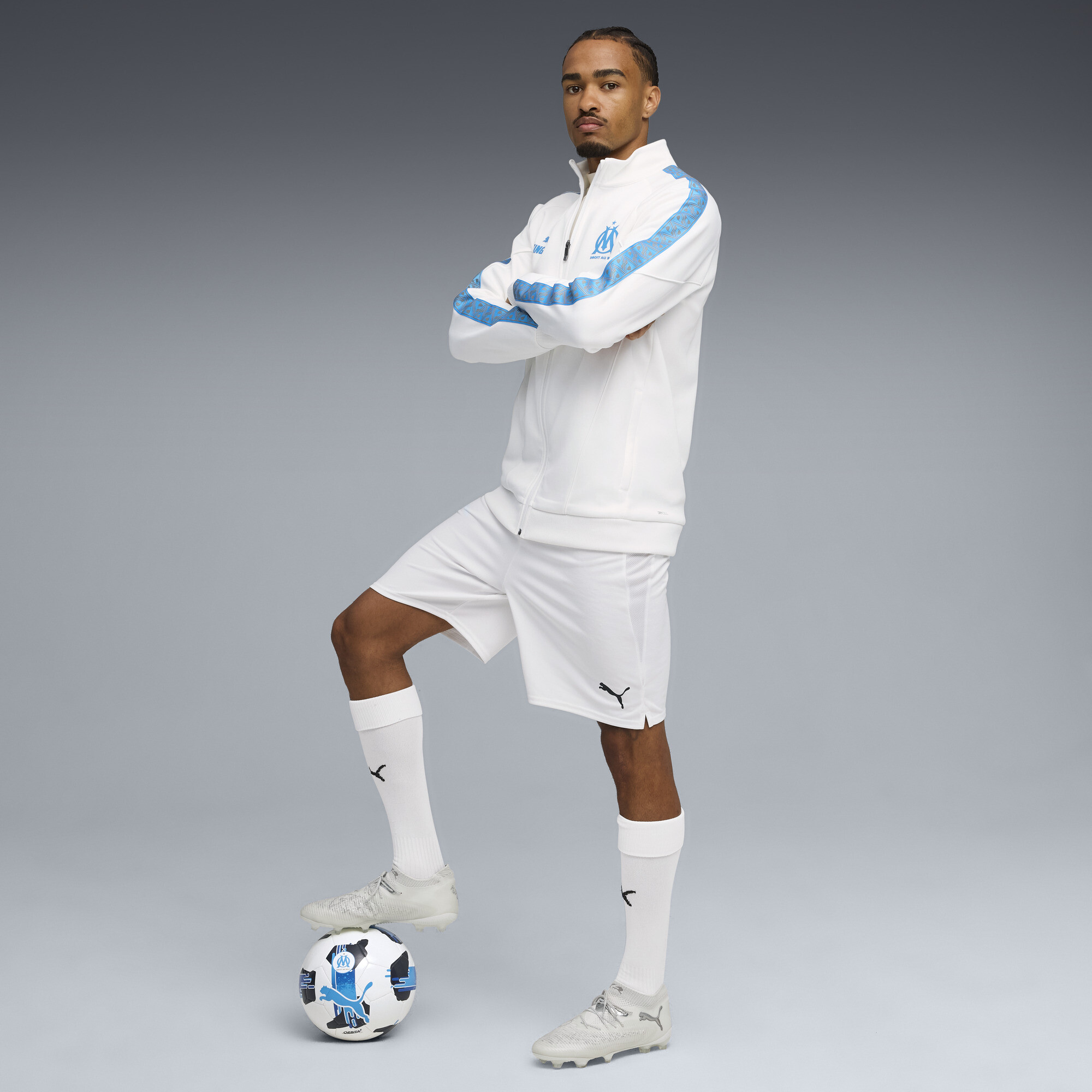 PUMA Olympique de Marseille KING Anthem jack voor Heren, Blauw/Wit, Maat XS thumbnail 6