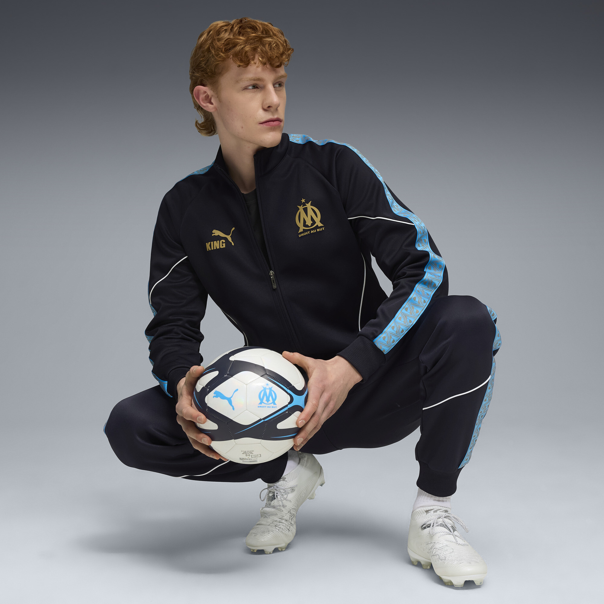 PUMA Olympique de Marseille KING Anthem jack voor Heren, Blauw, Maat L thumbnail 6