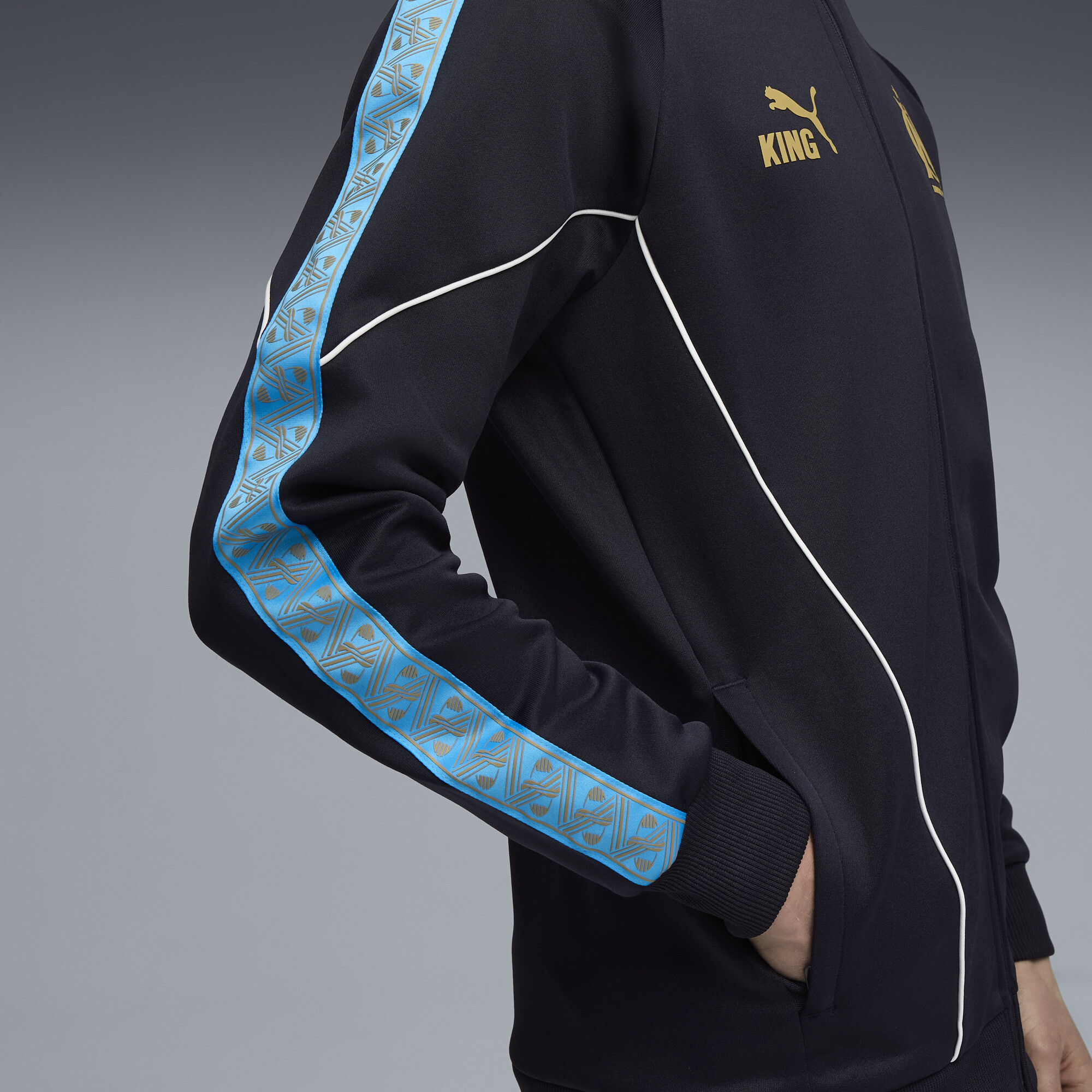 PUMA Olympique de Marseille KING Anthem jack voor Heren, Blauw, Maat L thumbnail 4