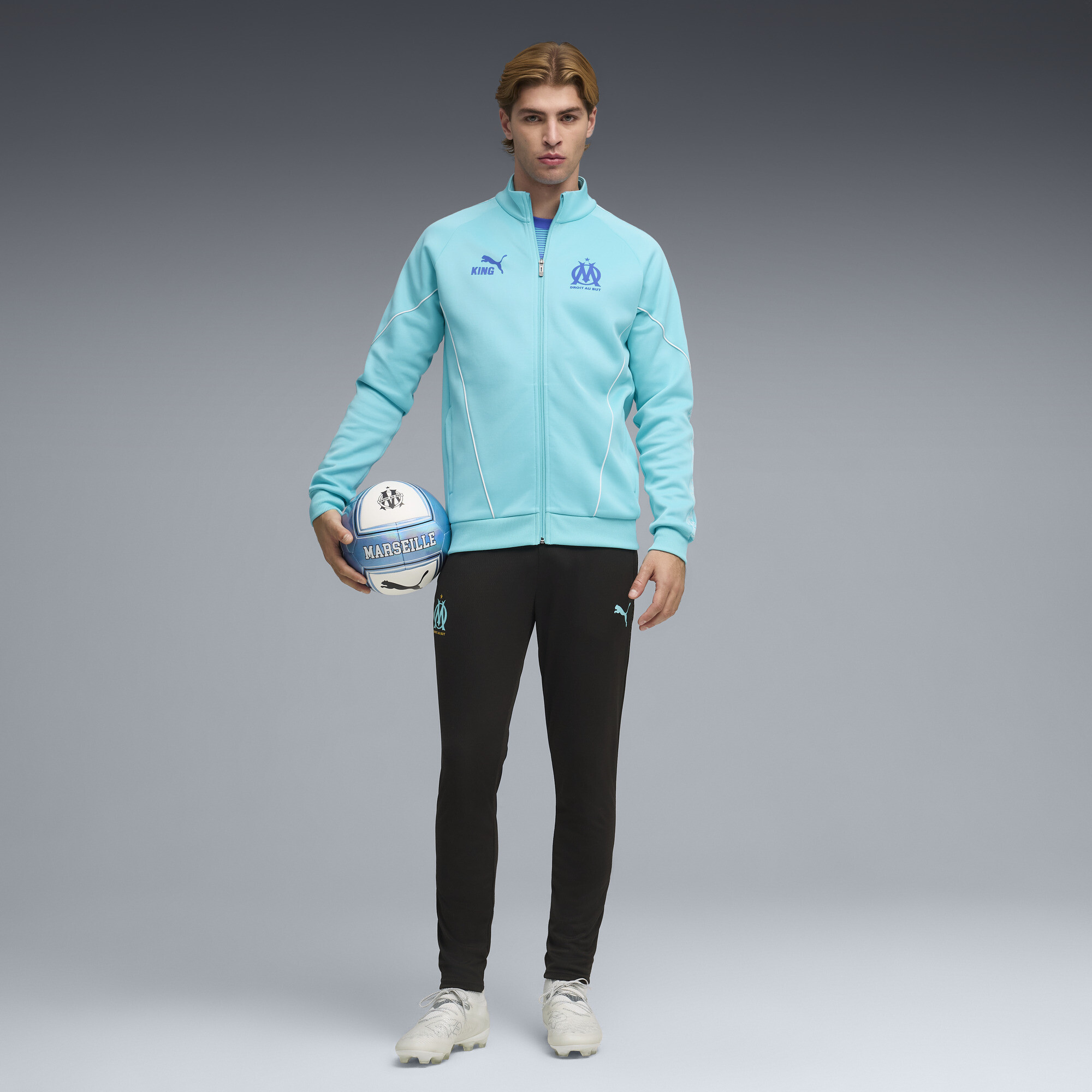 PUMA Olympique de Marseille KING Anthem jack voor Heren, Wit, Maat XL thumbnail 6