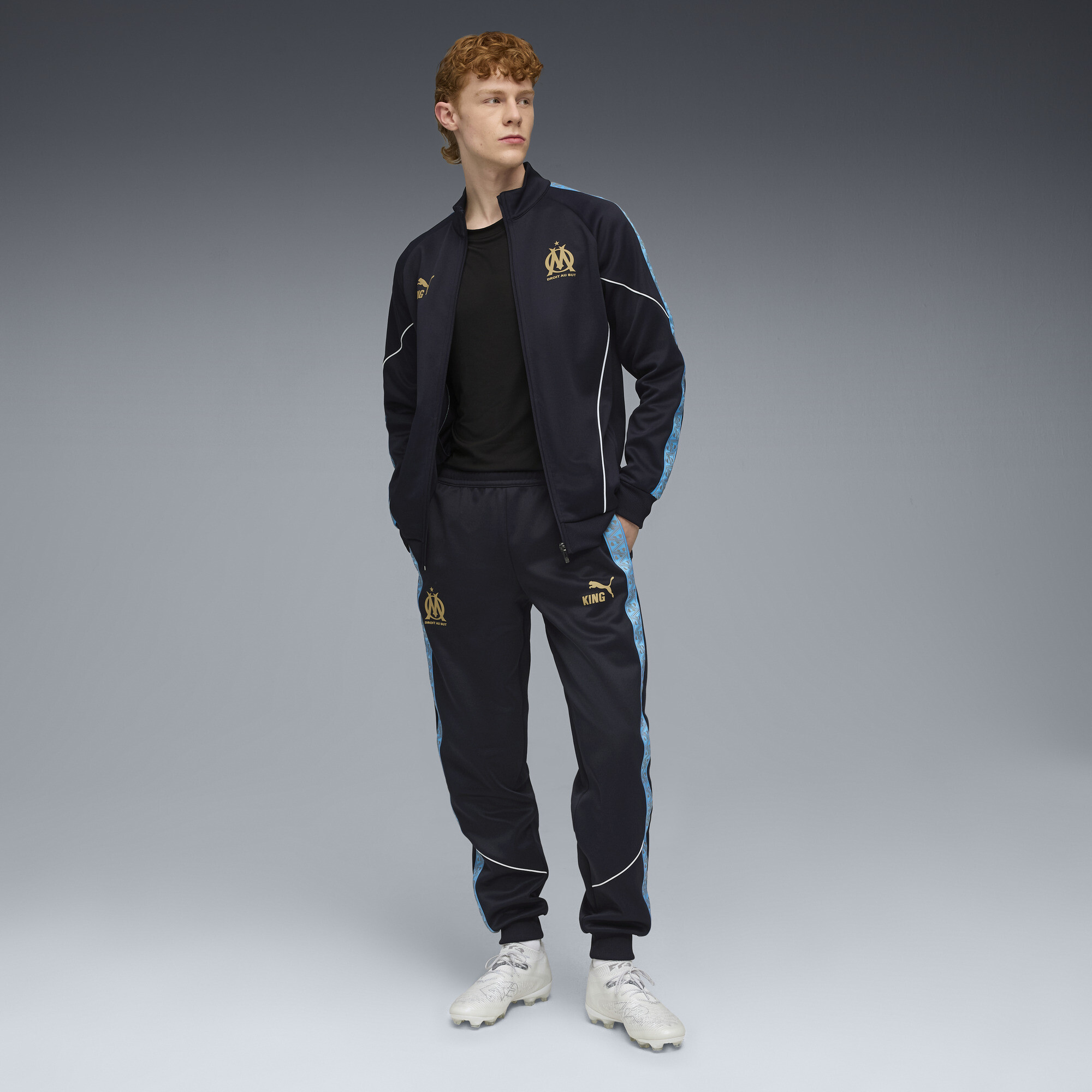 PUMA Olympique de Marseille KING Anthem broek voor Heren, Blauw, Maat XS thumbnail 4