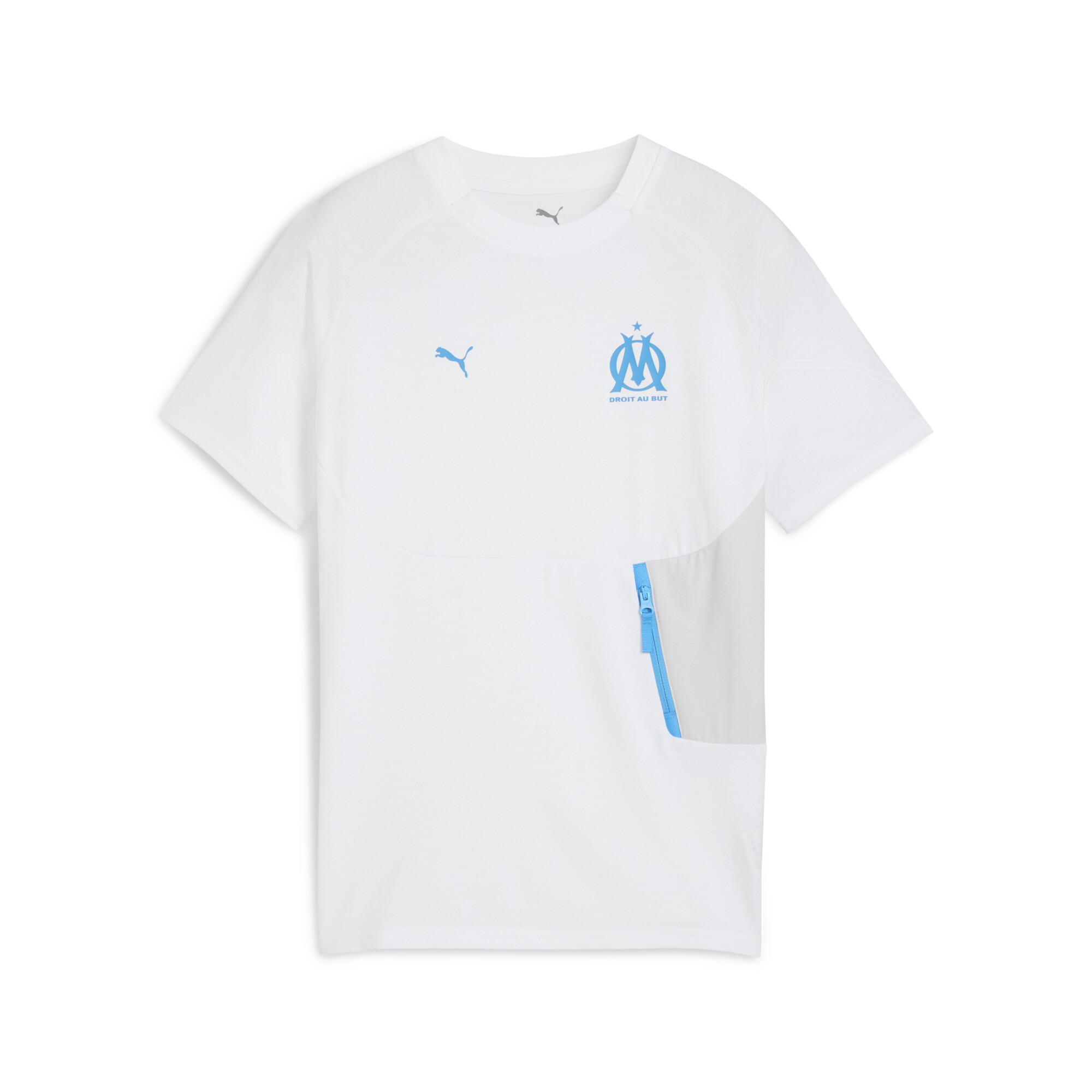 Olympique de Marseille PUMATECH T-shirt met zakje, Blauw/Wit, Maat 9-10Y thumbnail 3