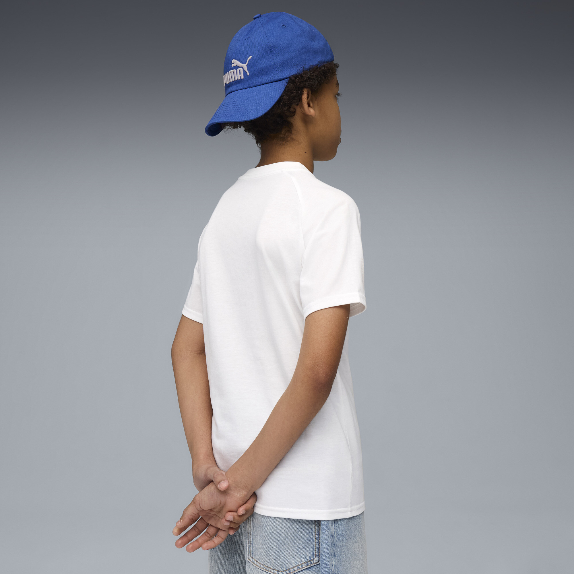 Olympique de Marseille PUMATECH T-shirt met zakje, Blauw/Wit, Maat 9-10Y thumbnail 4