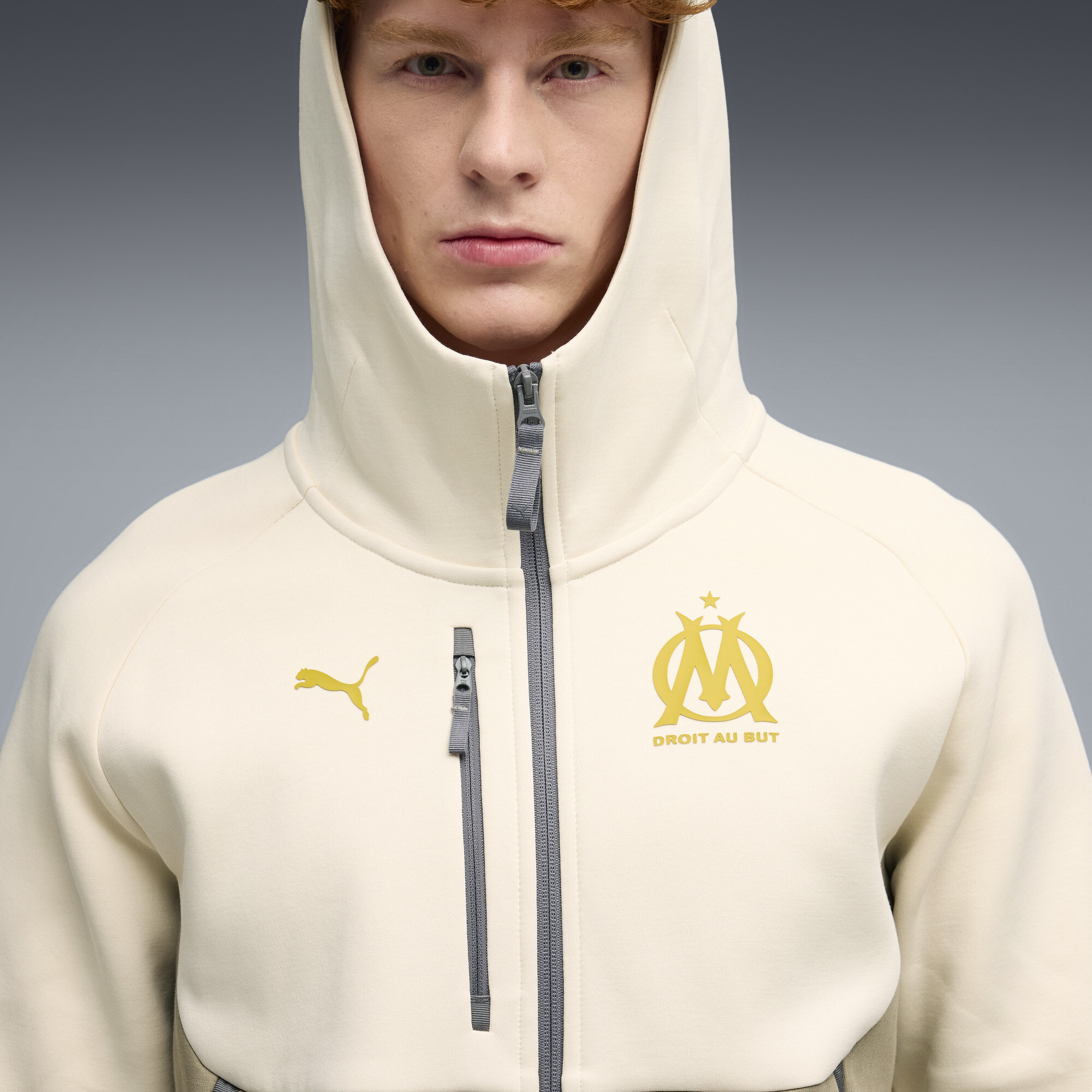 Olympique de Marseille PUMATECH capuchon met rits voor Heren, Goud, Maat XL thumbnail 5