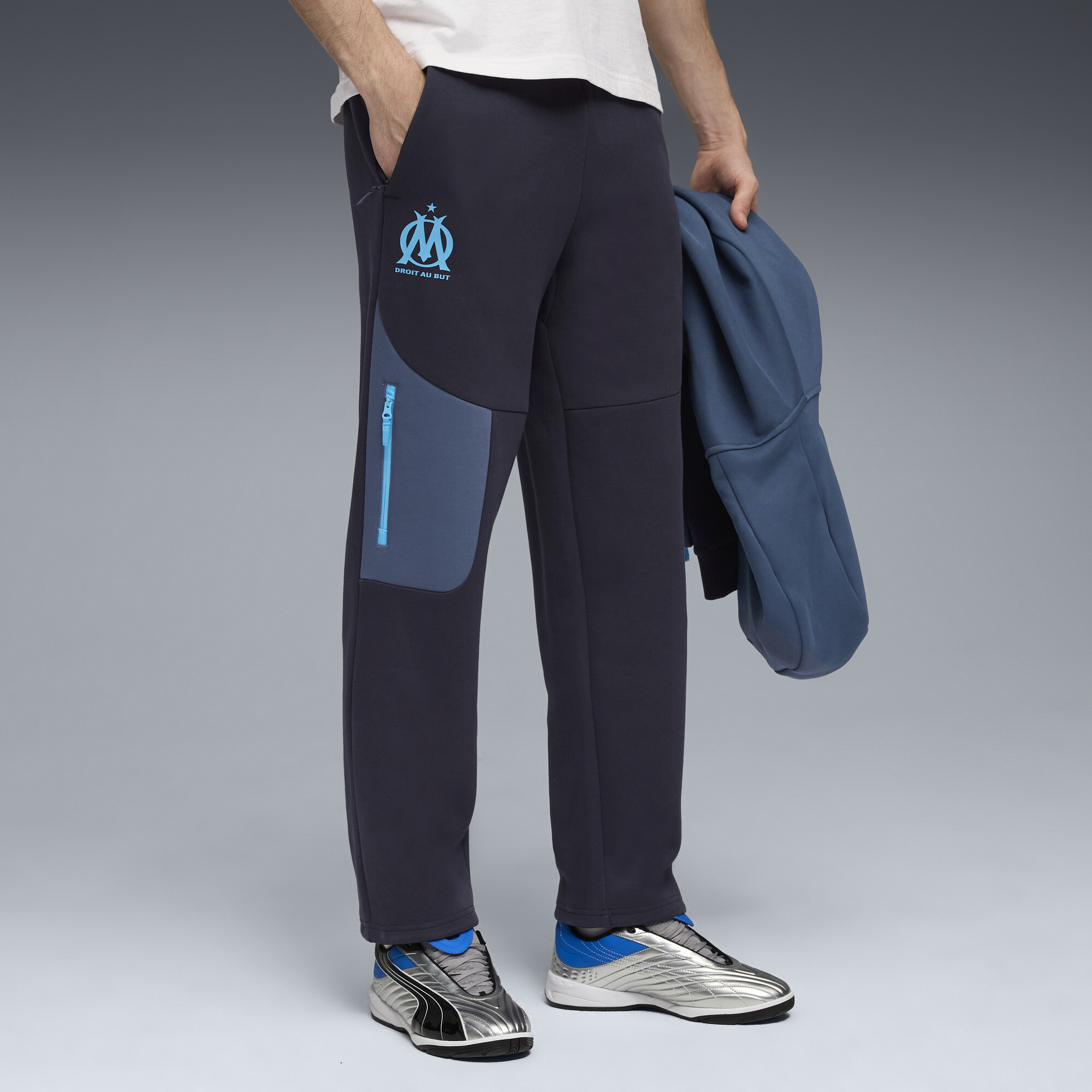 Olympique de Marseille PUMATECH sweatpants voor Heren, Blauw, Maat M thumbnail 6