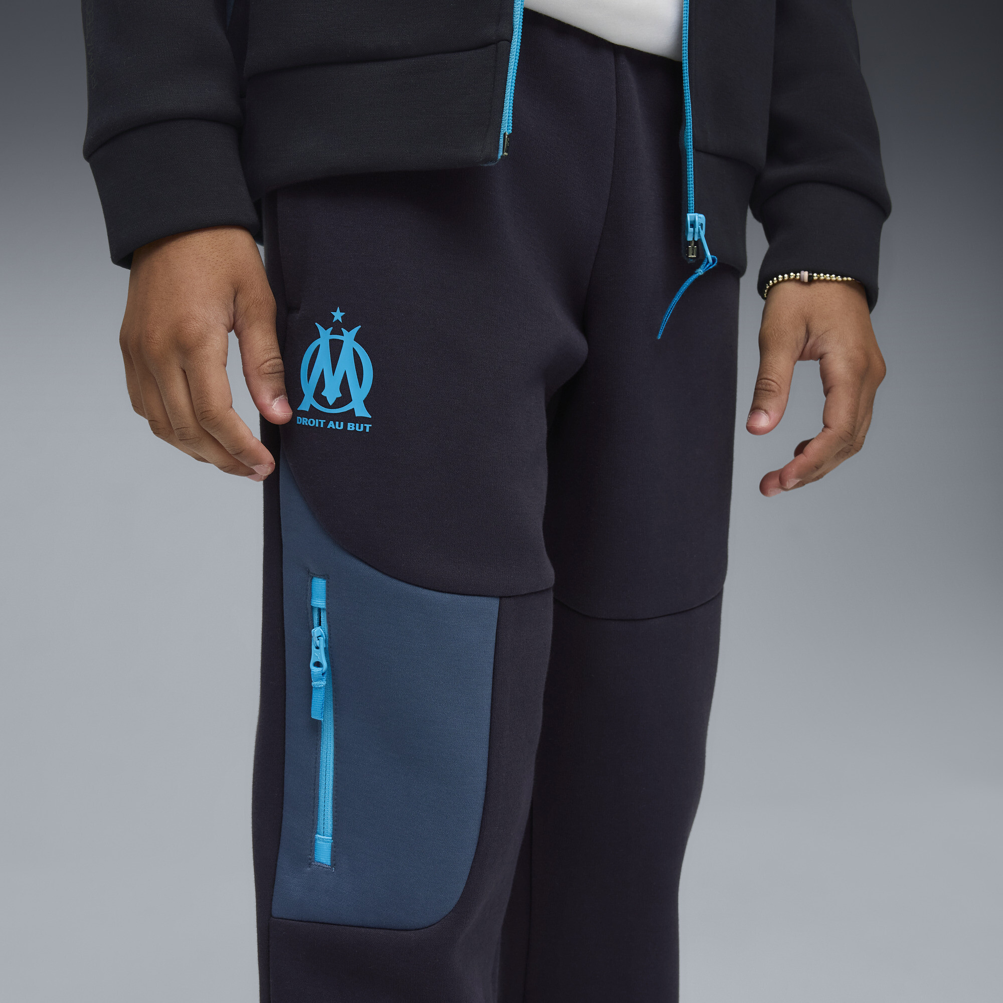 Olympique de Marseille PUMATECH sweatpants, Blauw, Maat 11-12Y thumbnail 6
