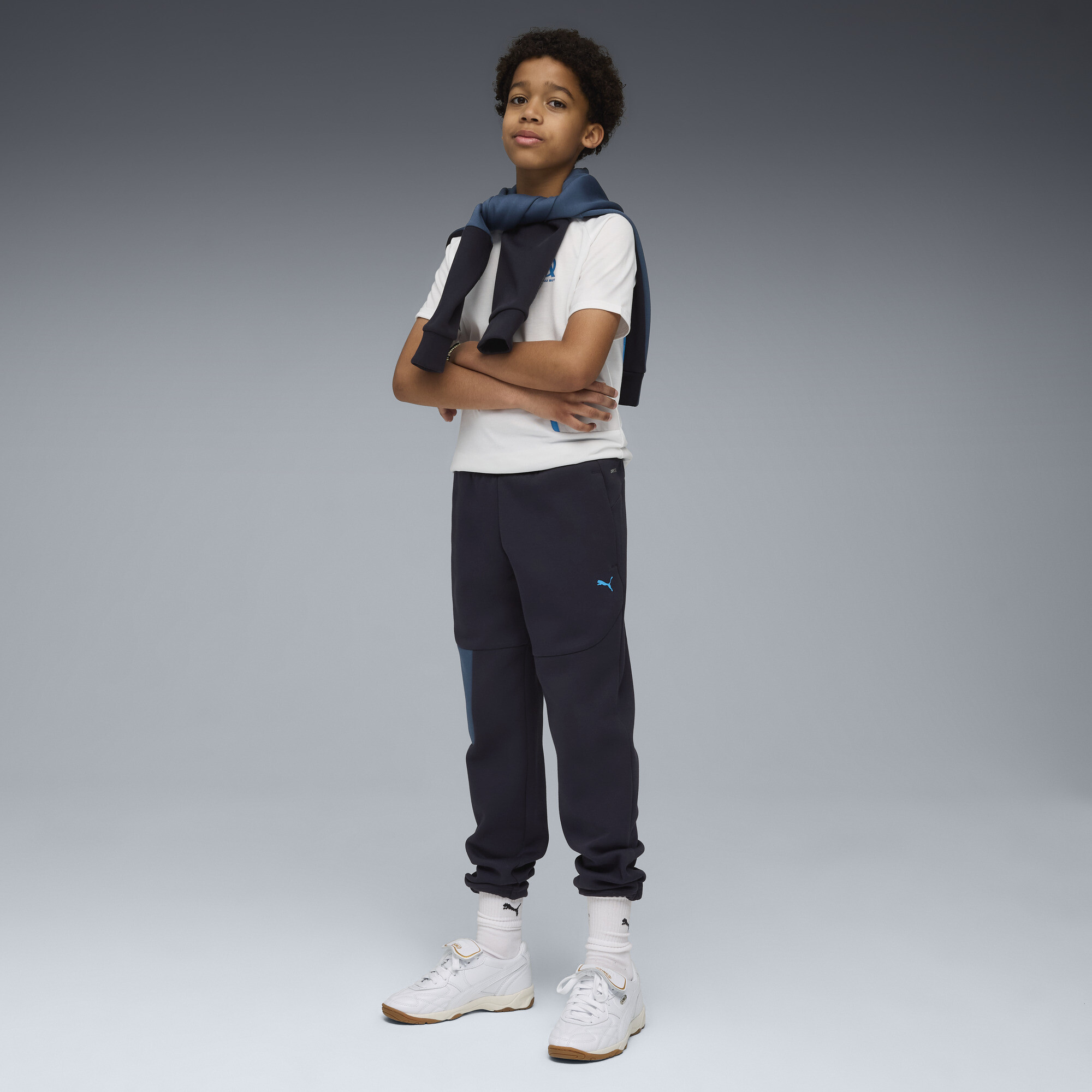 Olympique de Marseille PUMATECH sweatpants, Blauw, Maat 11-12Y thumbnail 5