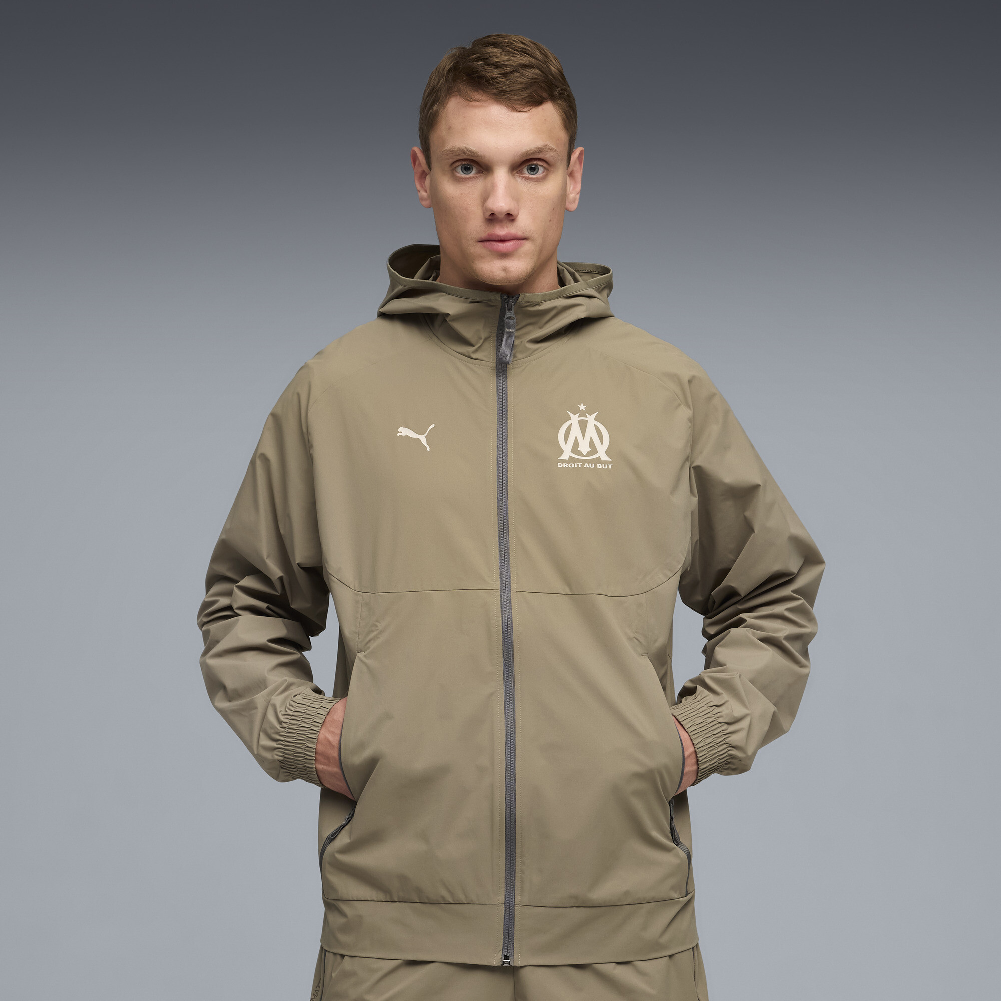 Olympique de Marseille PUMATECH geweven jack voor Heren, Goud, Maat XS