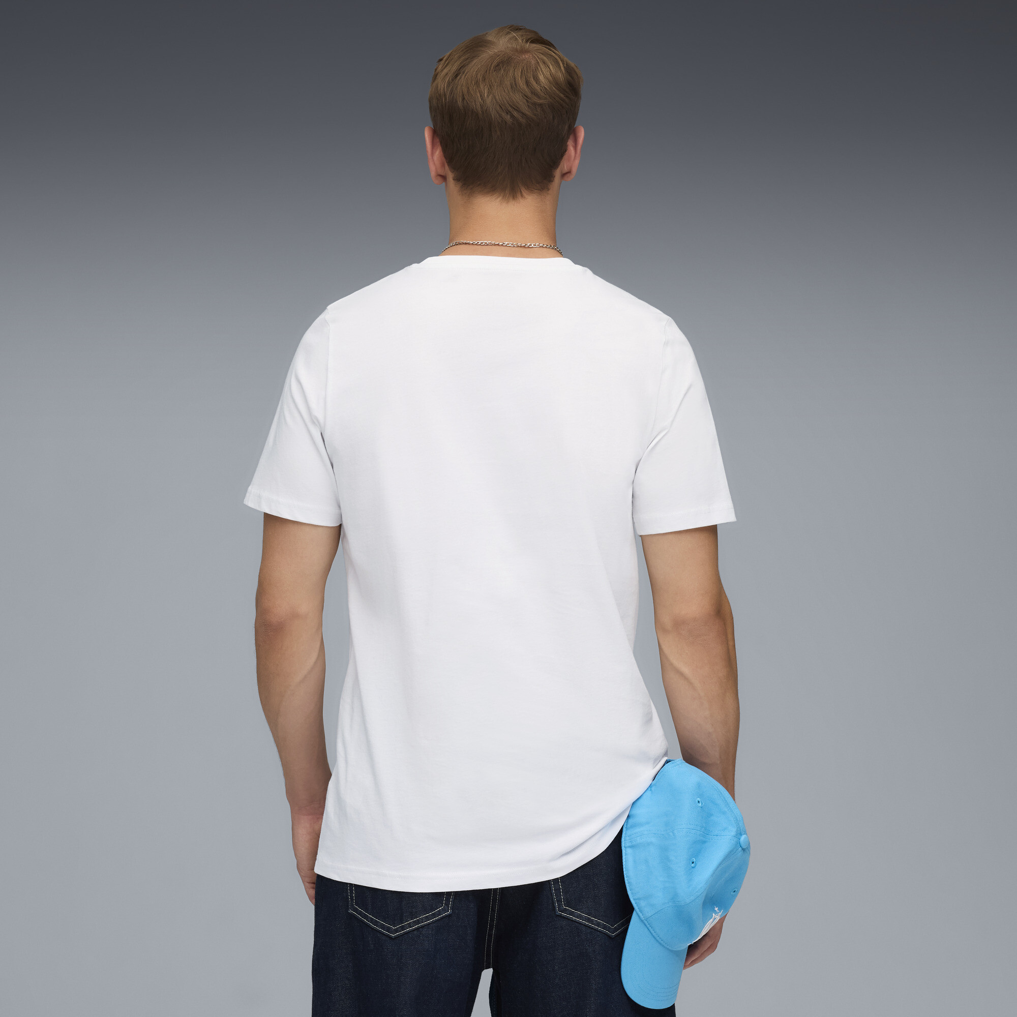 PUMA Olympique de Marseille FtblEssentials T-shirt voor Heren, Blauw/Wit, Maat L thumbnail 3