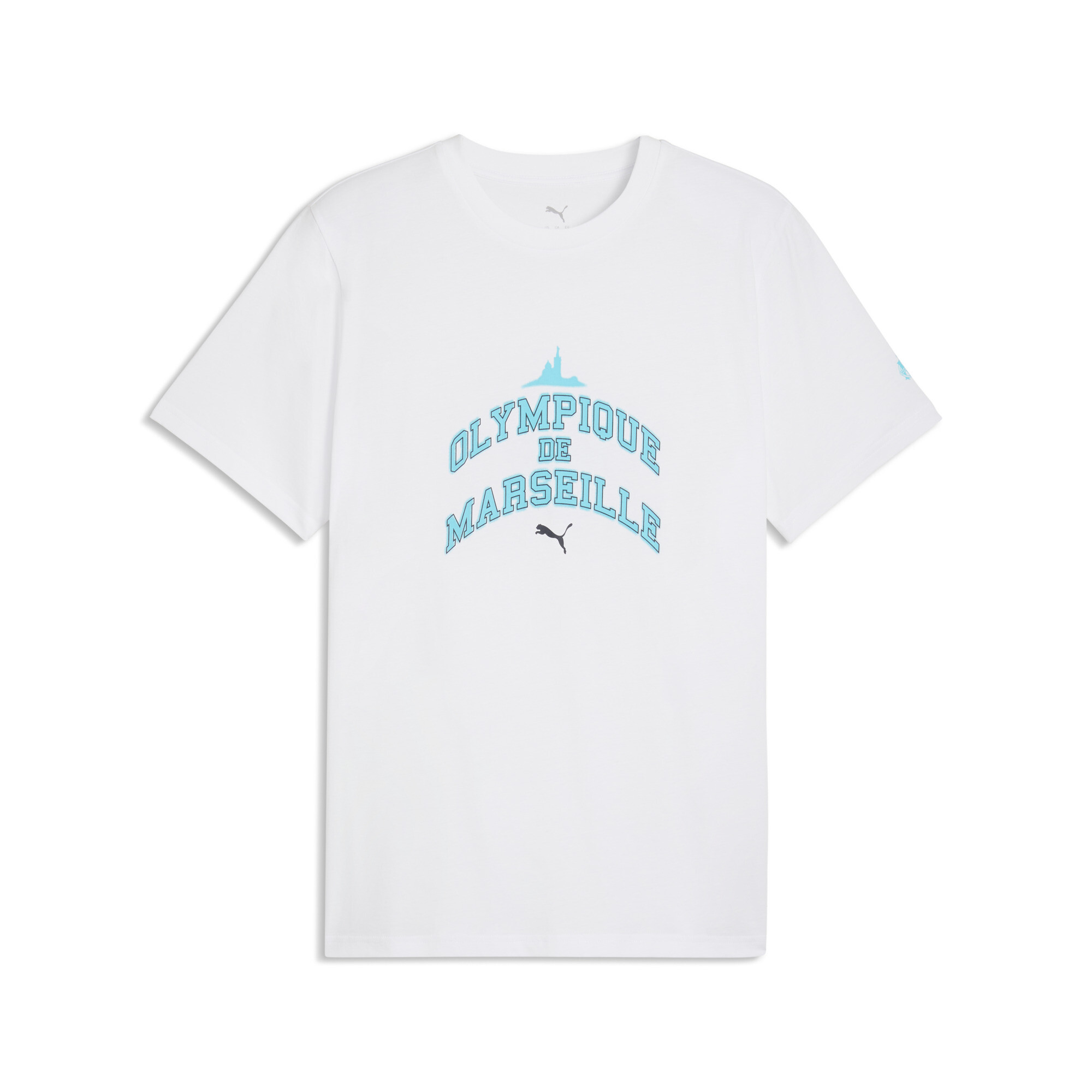 PUMA Olympique de Marseille FtblCulture T-shirt voor Heren, Blauw/Wit, Maat XS