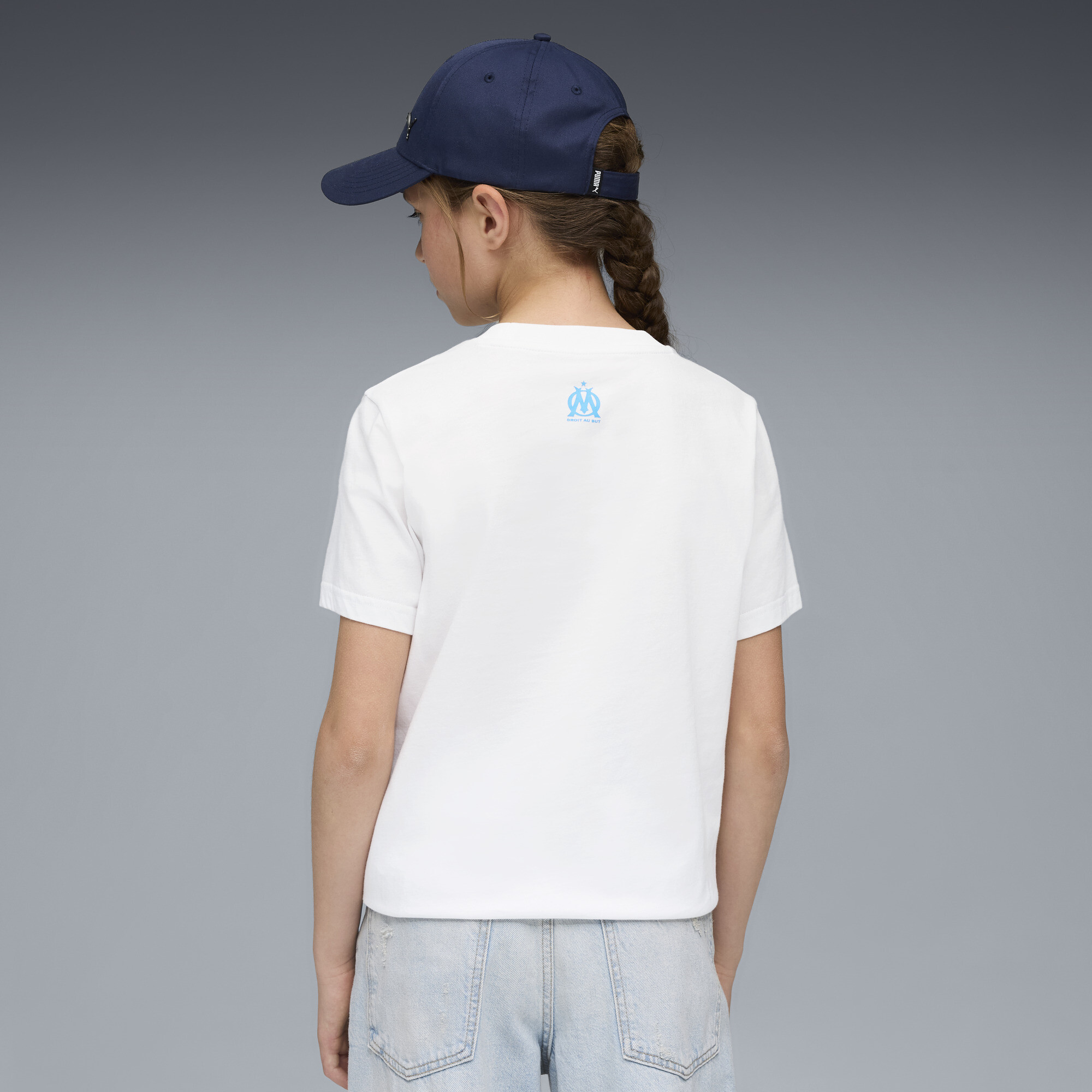 PUMA Olympique de Marseille FtblCulture T-shirt, Blauw/Wit, Maat 15-16Y thumbnail 4