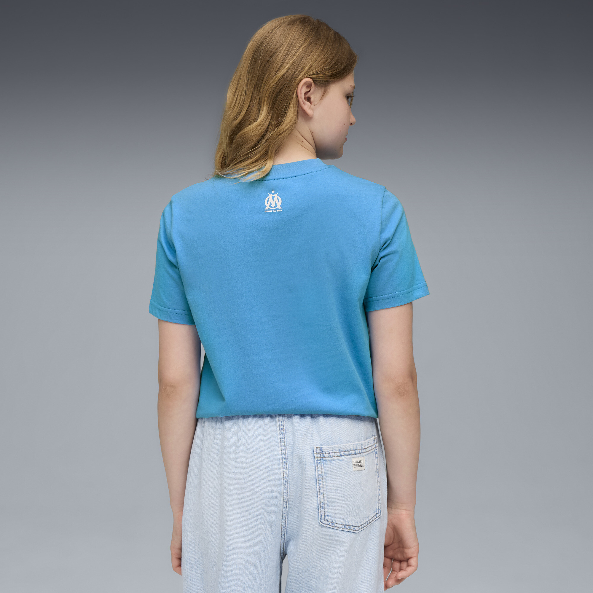 PUMA Olympique de Marseille FtblCulture T-shirt, Blauw/Wit, Maat 15-16Y thumbnail 4