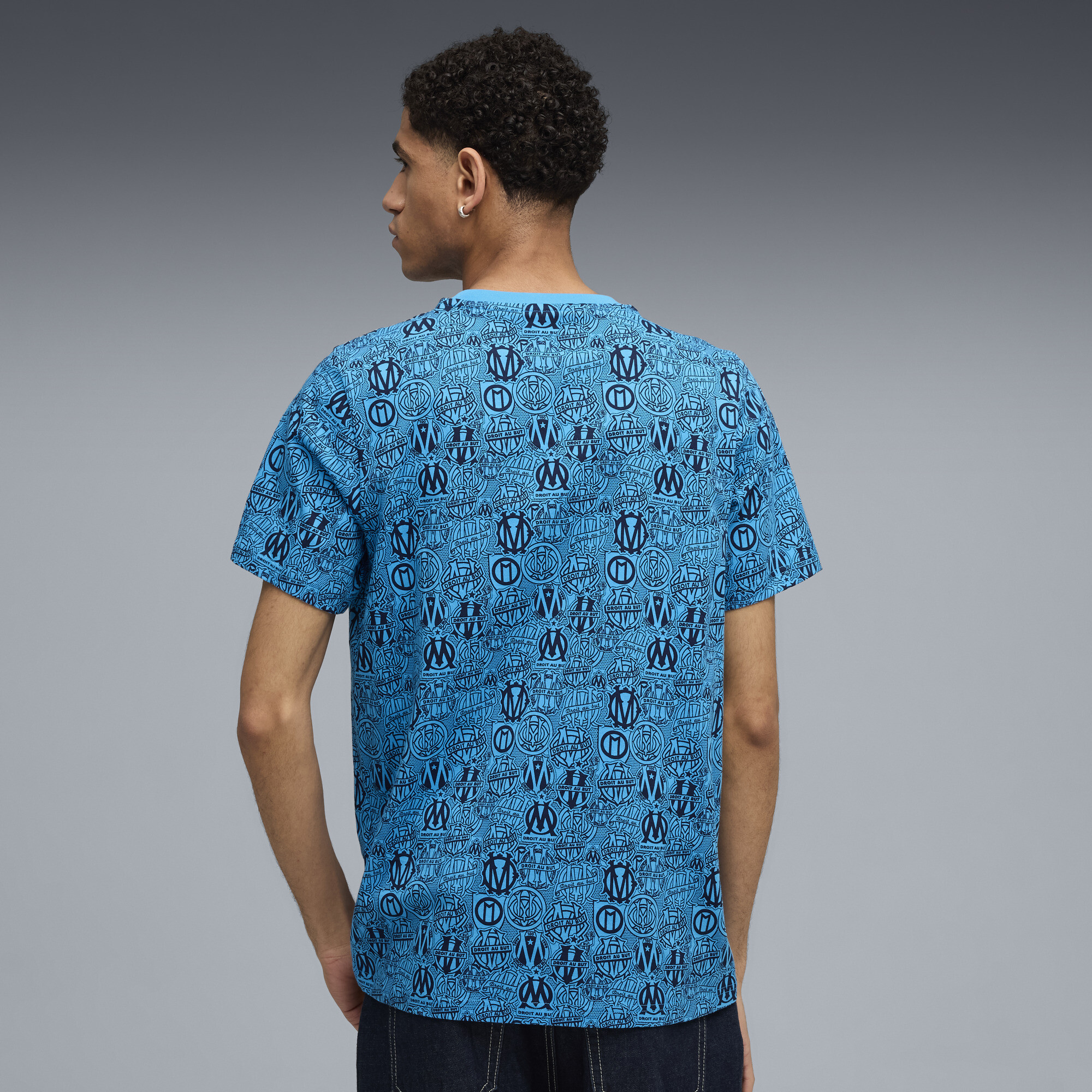 PUMA Olympique de Marseille FtblCulture T-shirt met all-over-print voor Heren, Blauw, Maat XXL thumbnail 3