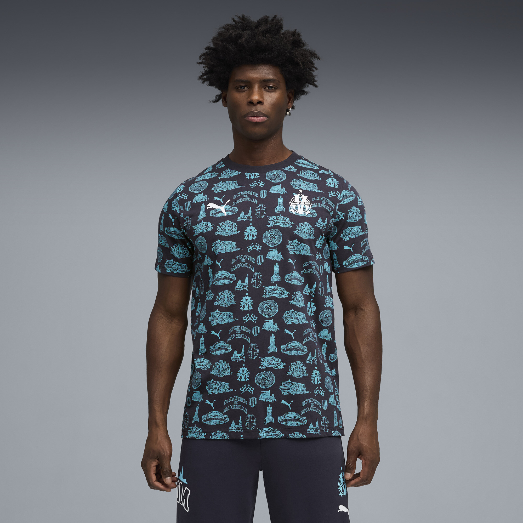 PUMA Olympique de Marseille FtblCulture T-shirt met all-over-print voor Heren, Blauw/Wit, Maat 3XL thumbnail 4