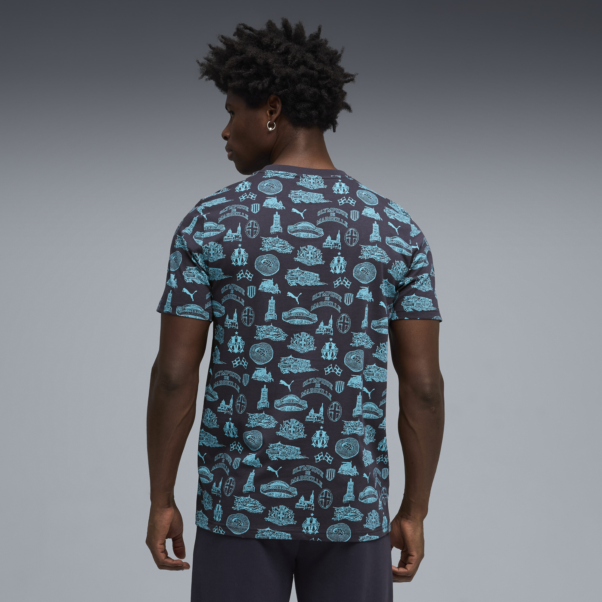PUMA Olympique de Marseille FtblCulture T-shirt met all-over-print voor Heren, Blauw/Wit, Maat 3XL thumbnail 3