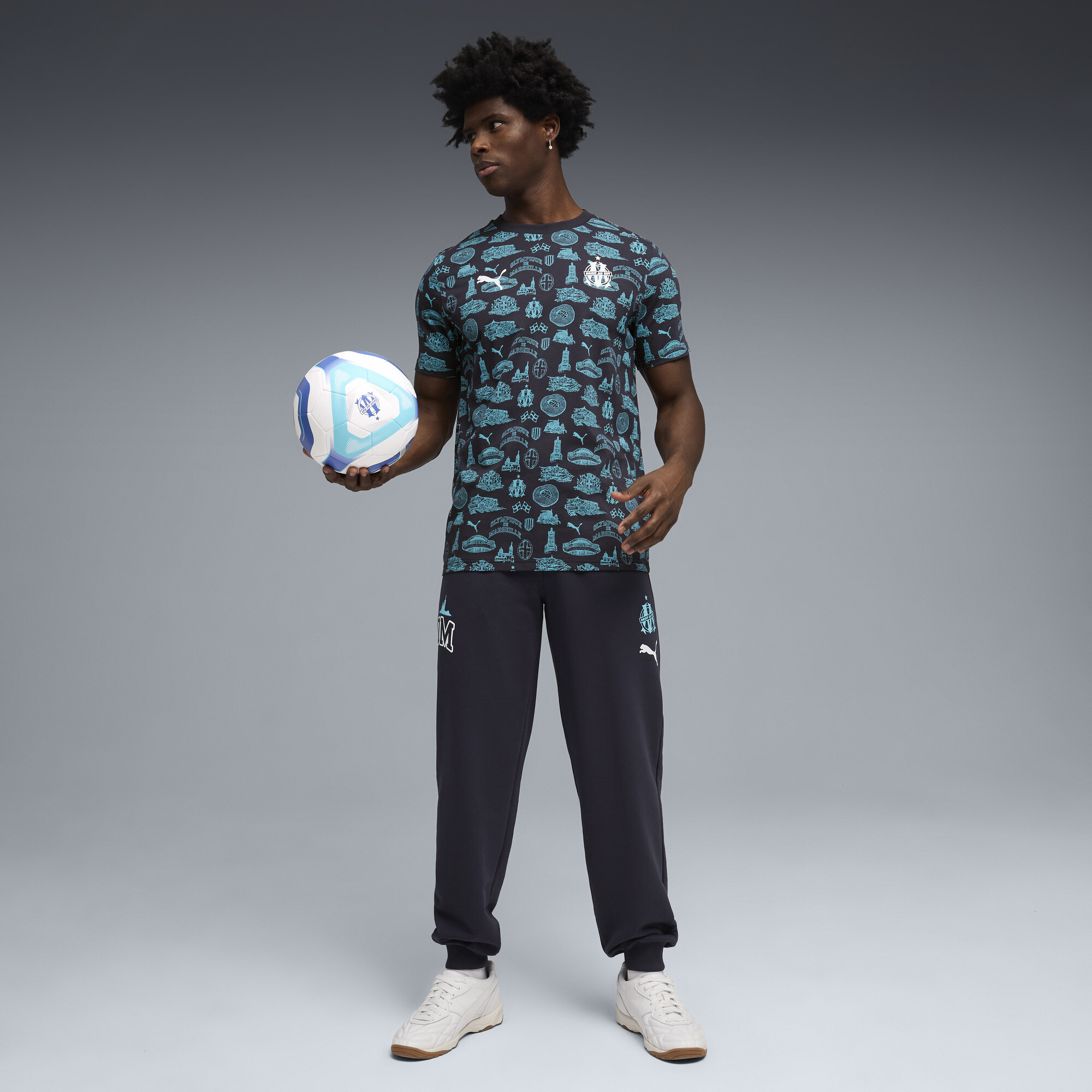 PUMA Olympique de Marseille FtblCulture T-shirt met all-over-print voor Heren, Blauw/Wit, Maat 3XL thumbnail 2