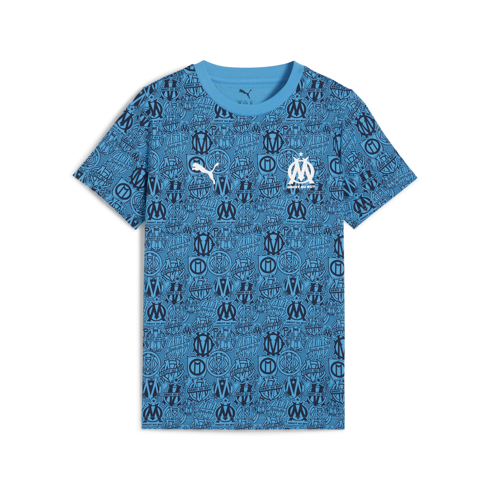 PUMA Olympique de Marseille FtblCulture T-shirt met all-over-print, Blauw, Maat 7-8Y thumbnail 3