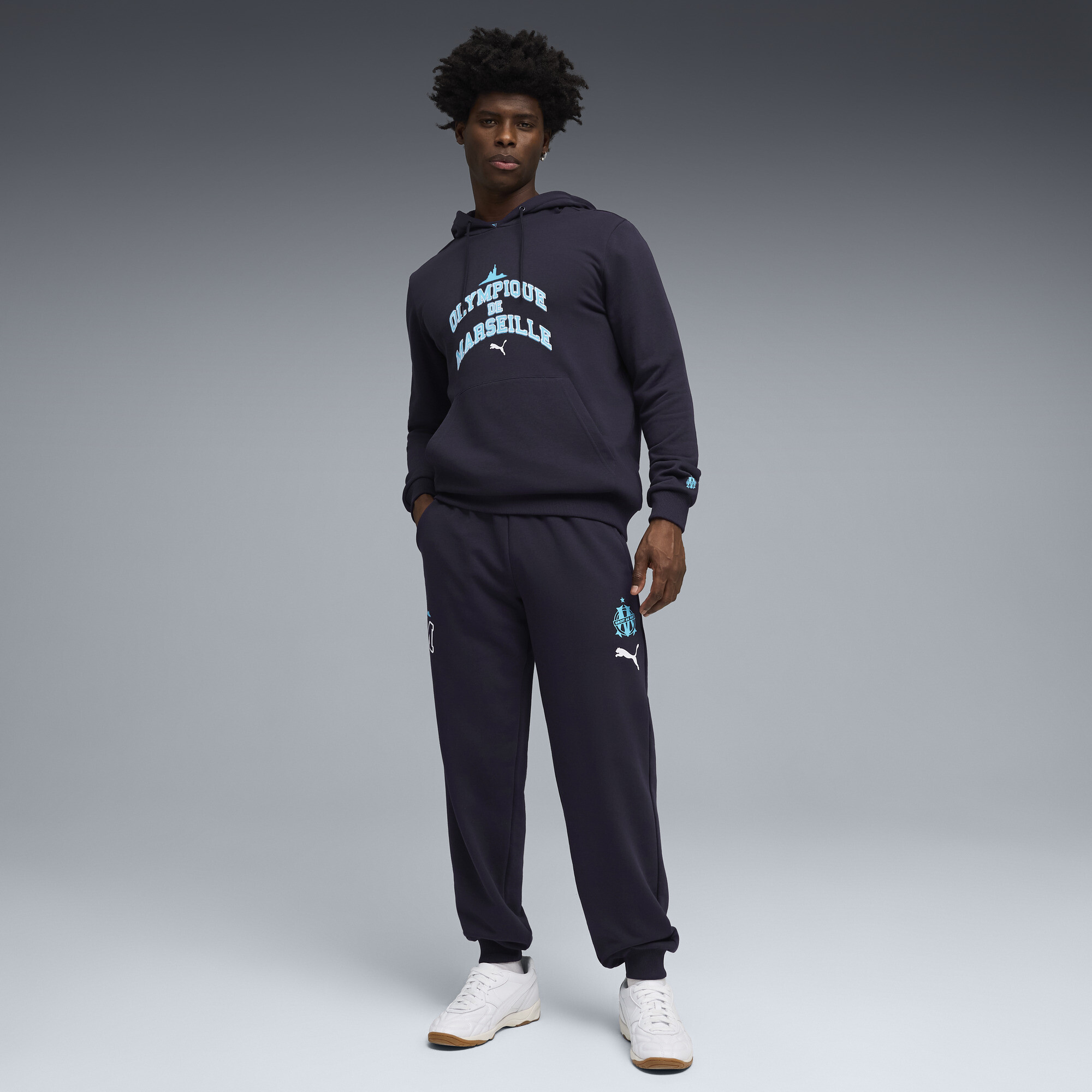 PUMA Olympique de Marseille FtblCulture hoodie voor Heren, Blauw/Wit, Maat XXL thumbnail 2