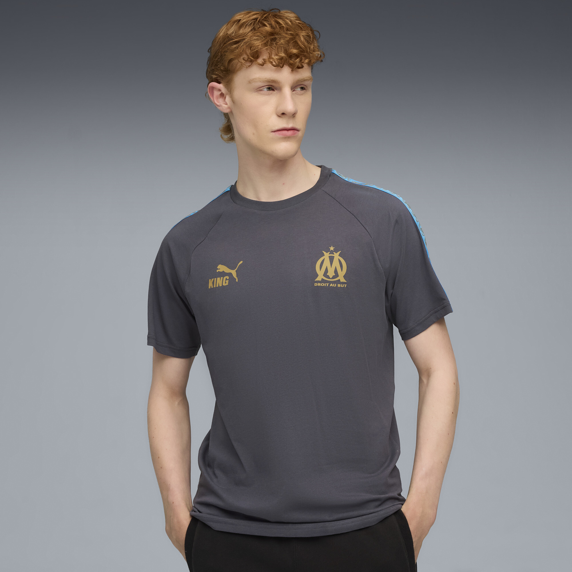PUMA Olympique de Marseille KING T-shirt voor Heren, Blauw/Grijs, Maat M thumbnail 6