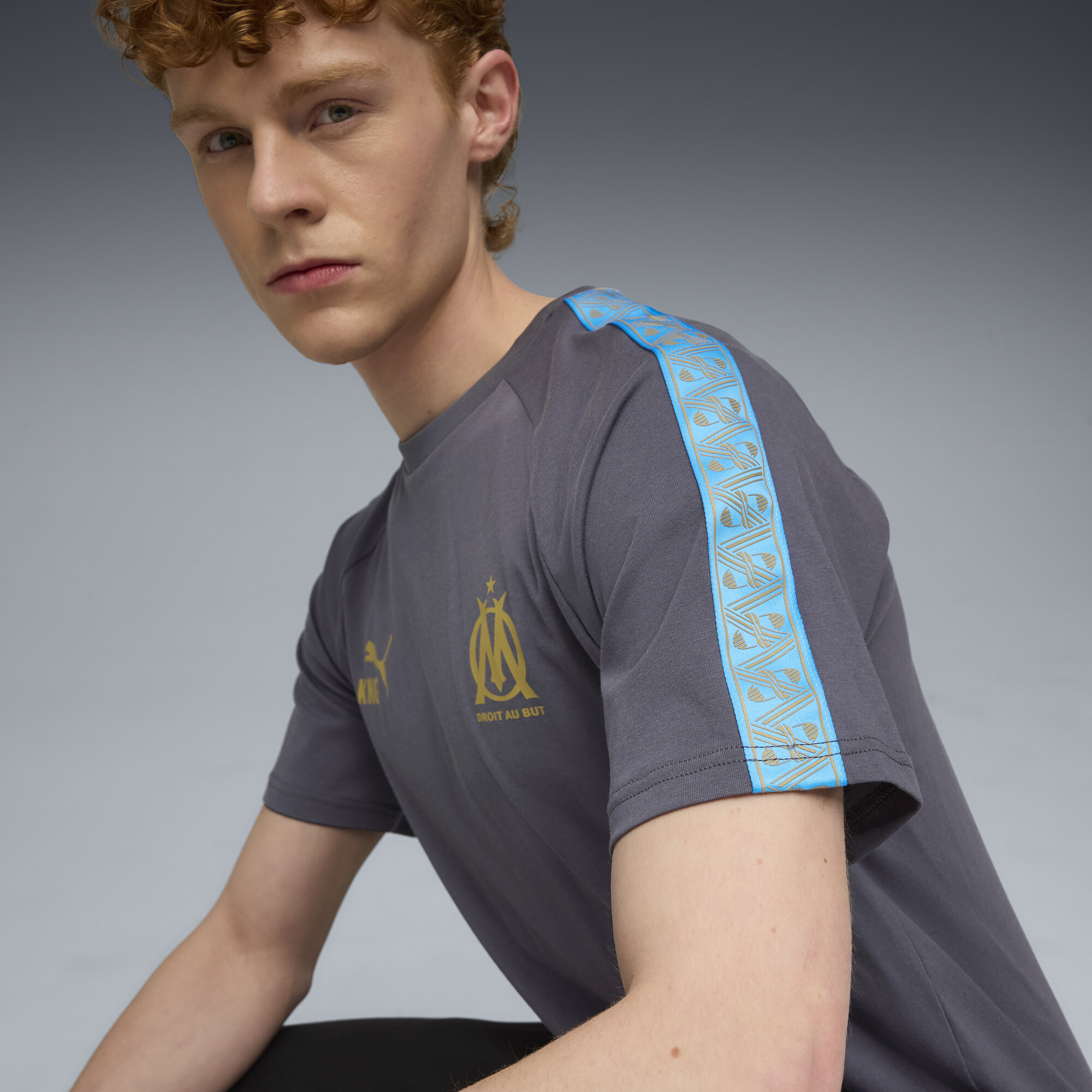 PUMA Olympique de Marseille KING T-shirt voor Heren, Blauw/Grijs, Maat M thumbnail 5