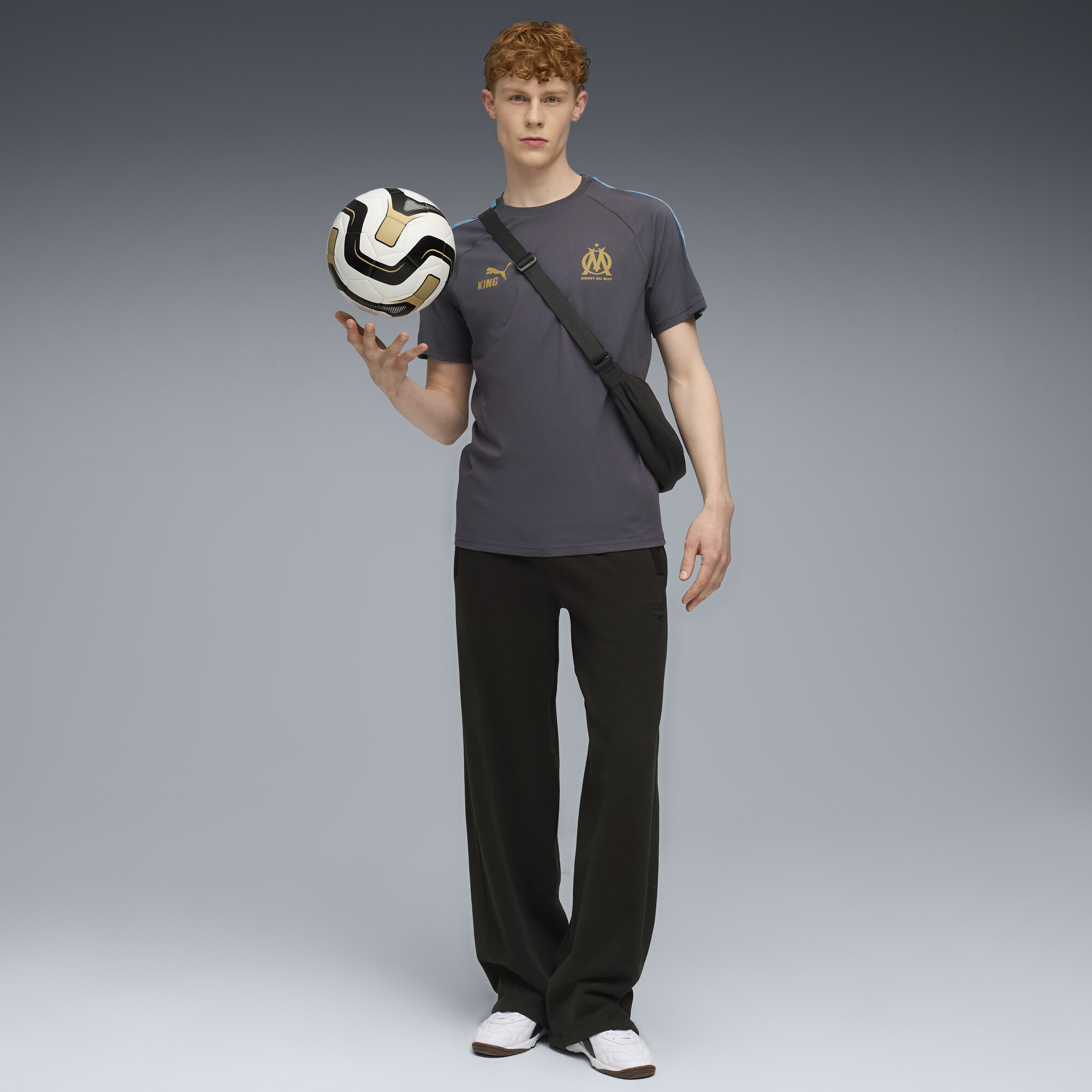 PUMA Olympique de Marseille KING T-shirt voor Heren, Blauw/Grijs, Maat M thumbnail 4