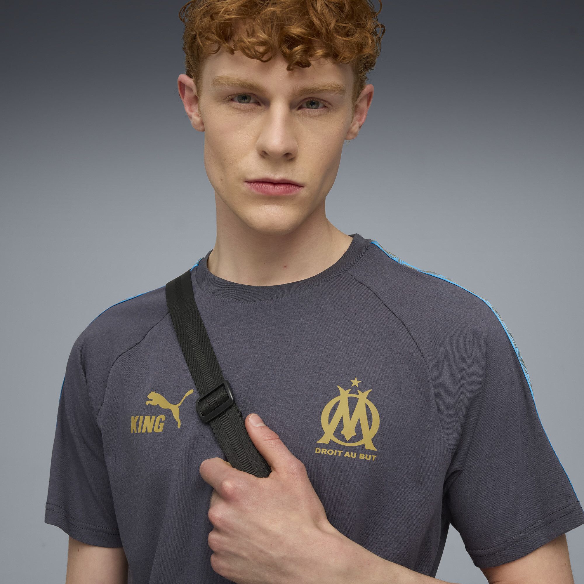 PUMA Olympique de Marseille KING T-shirt voor Heren, Blauw/Grijs, Maat M thumbnail 2